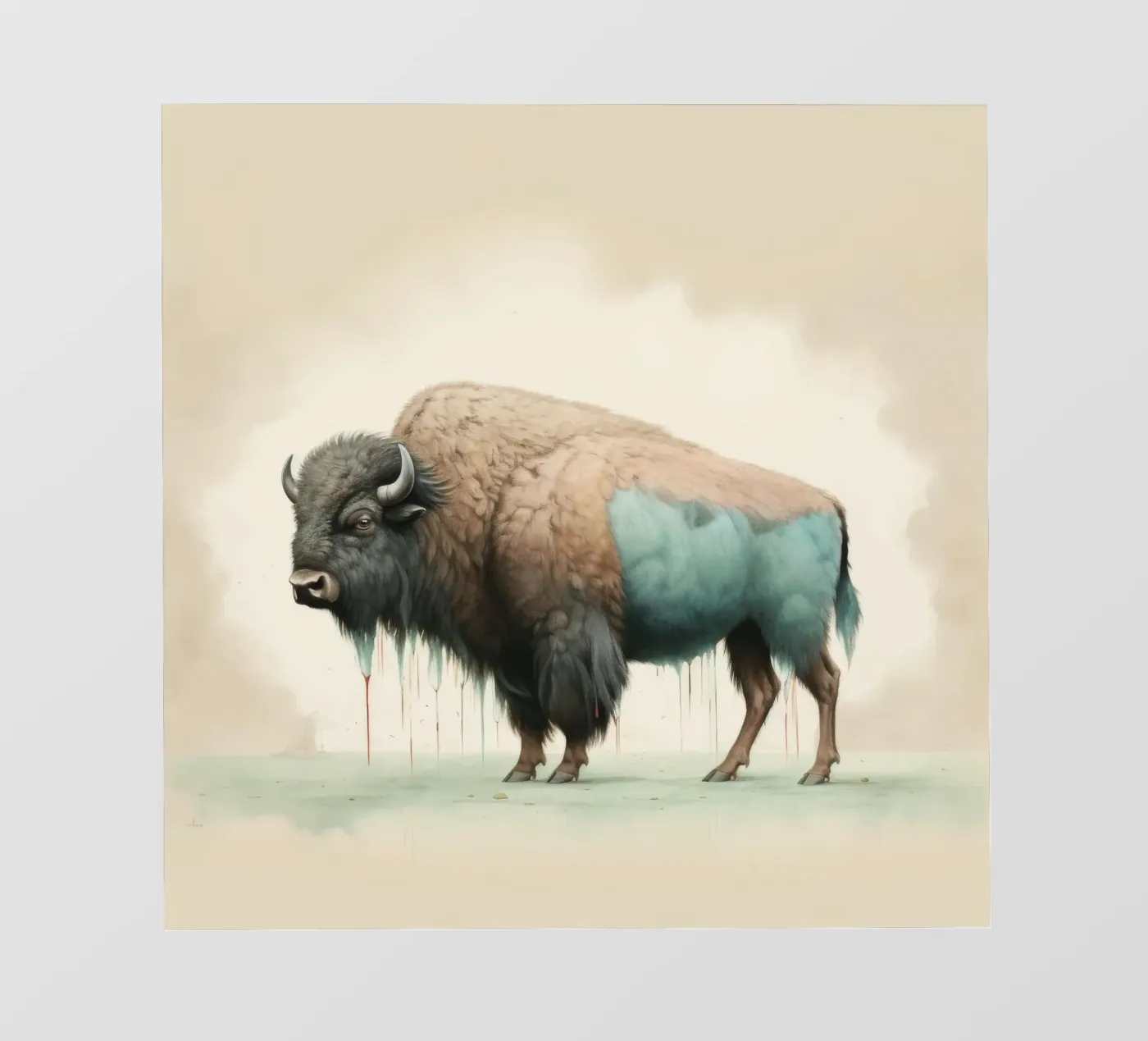 Minimaal Bison fotobehang van Minimal Animal Art
