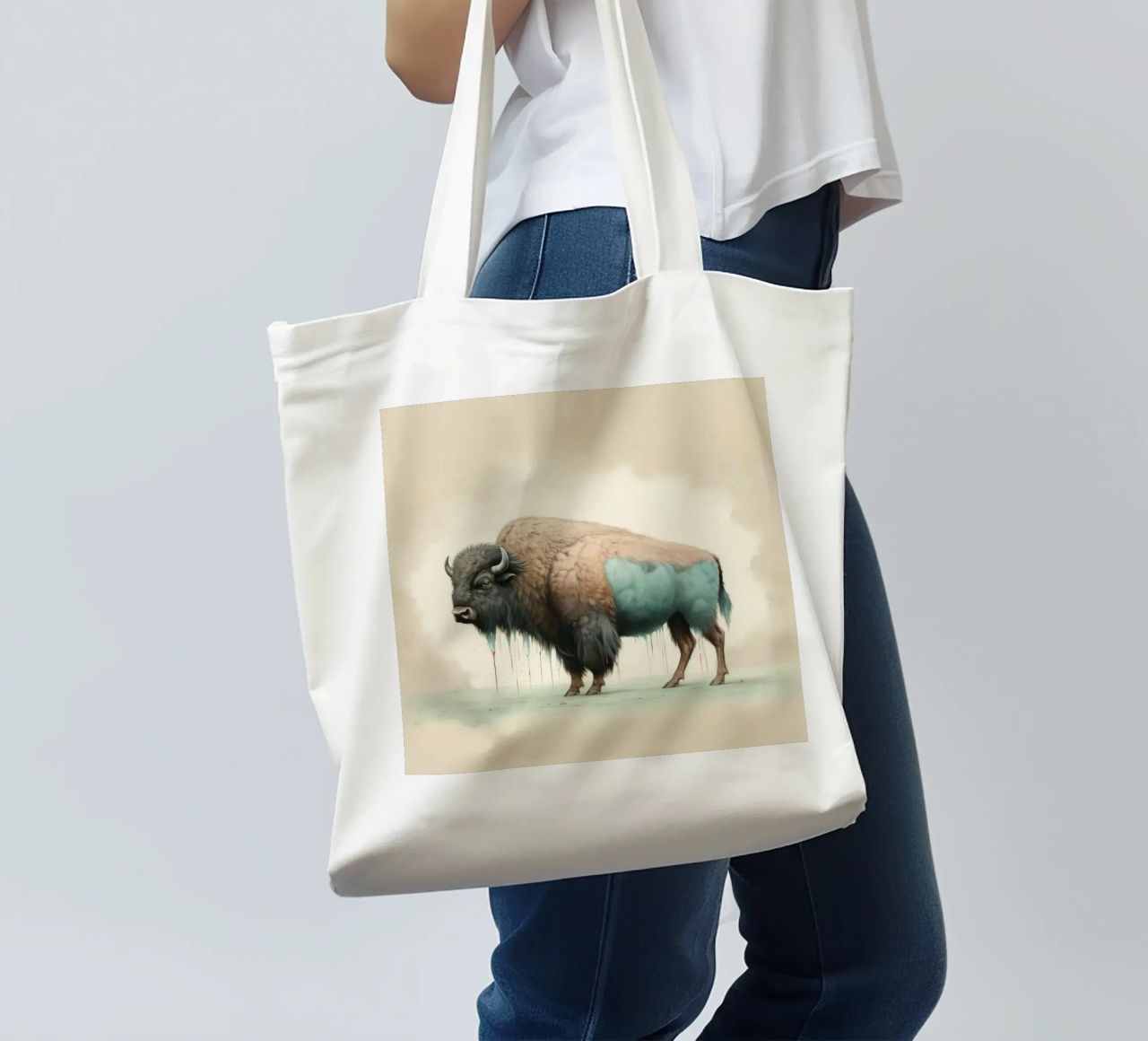 Bisonte minimo 2 borsa in juta da Minimal Animal Art