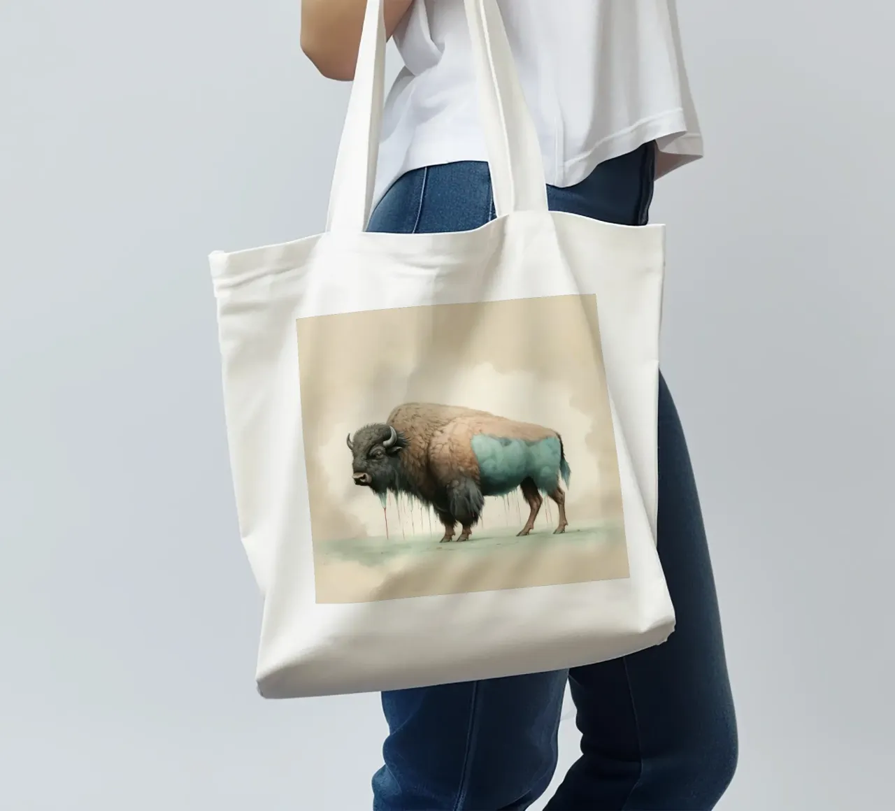 Bisonte minimo 2 borsa in juta da Minimal Animal Art