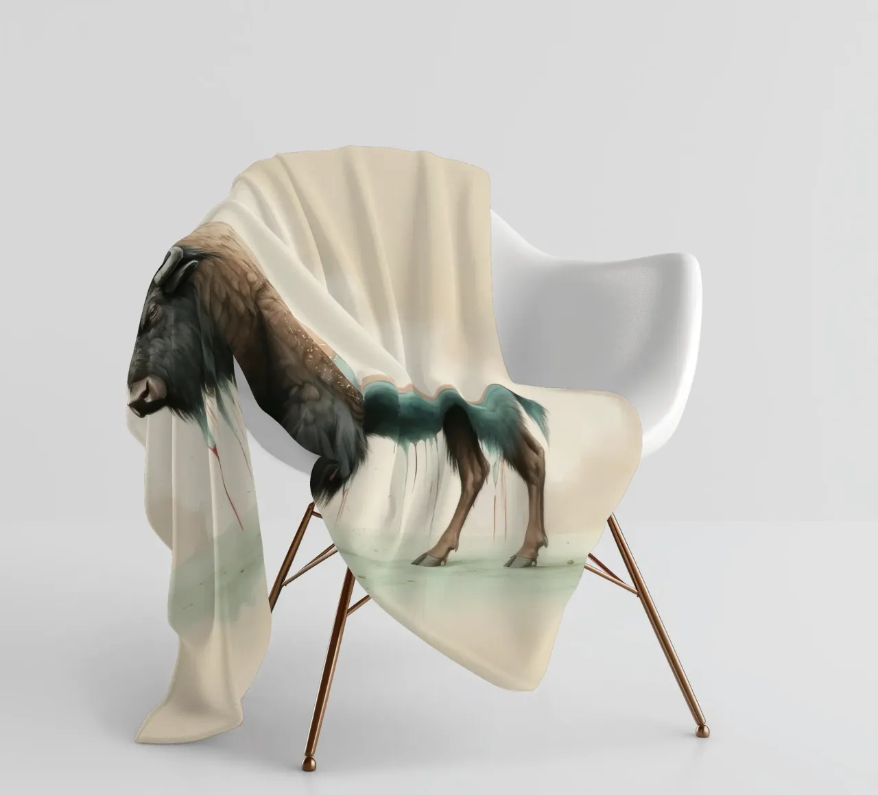 Bisonte minimo 2 coperta in pile da Minimal Animal Art