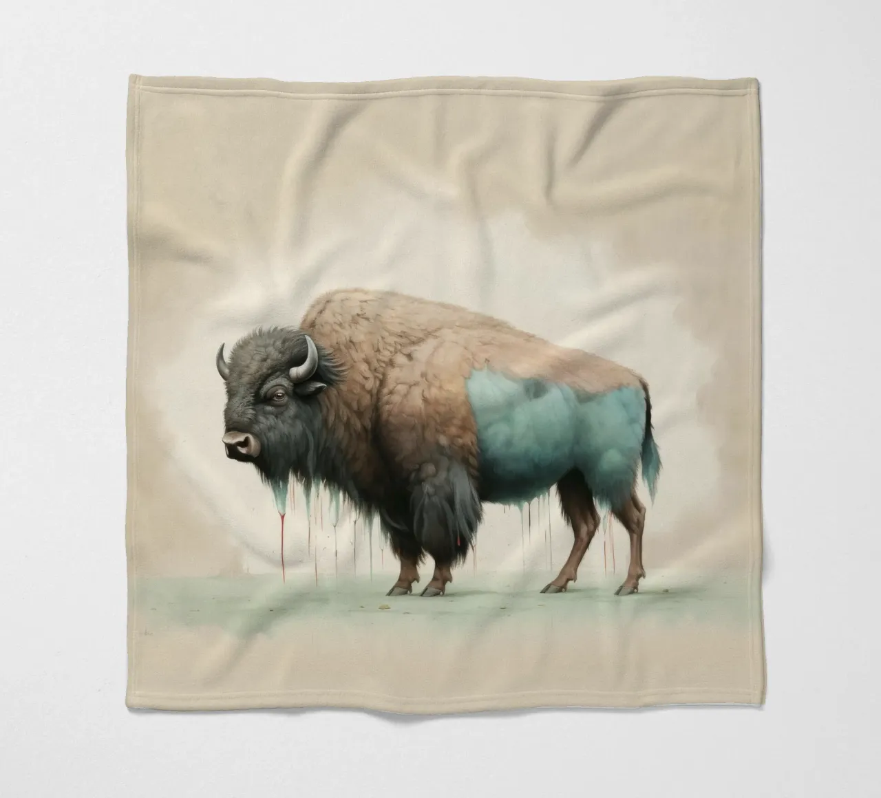 Bisonte minimo 2 coperta in pile da Minimal Animal Art