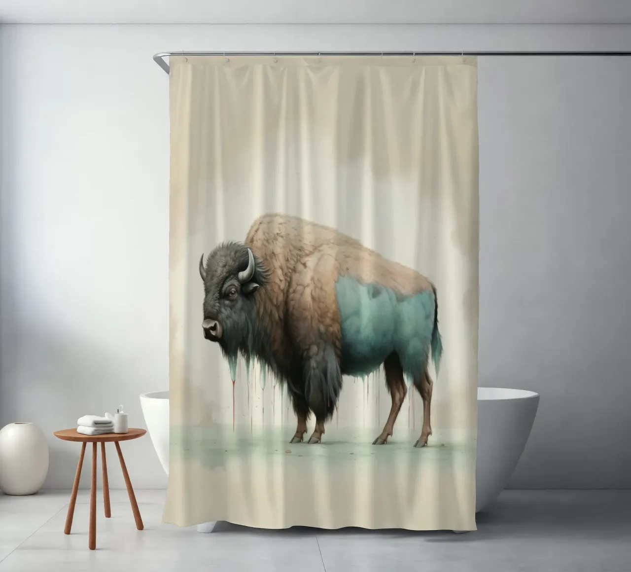 Bisonte minimo 2 tenda da doccia da Minimal Animal Art