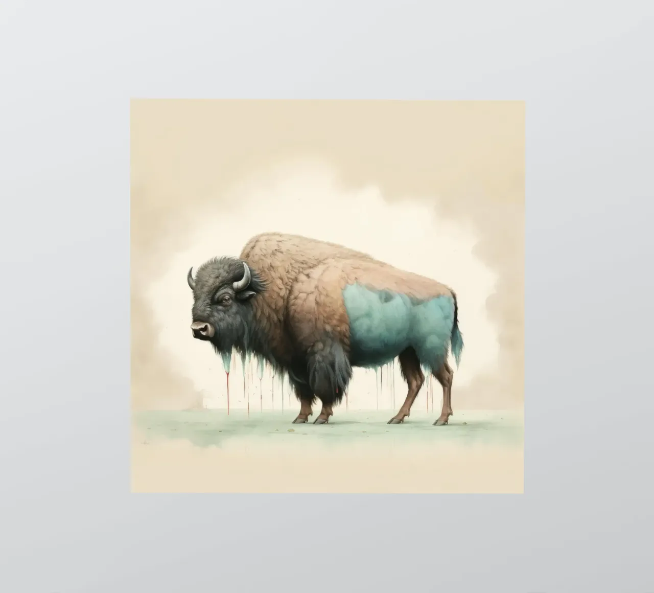 Bisonte minimo 2 adesivo da Minimal Animal Art