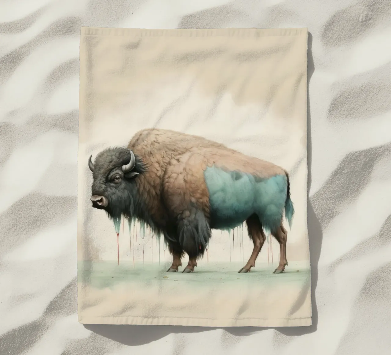 Bisonte minimo 2 telo mare da Minimal Animal Art