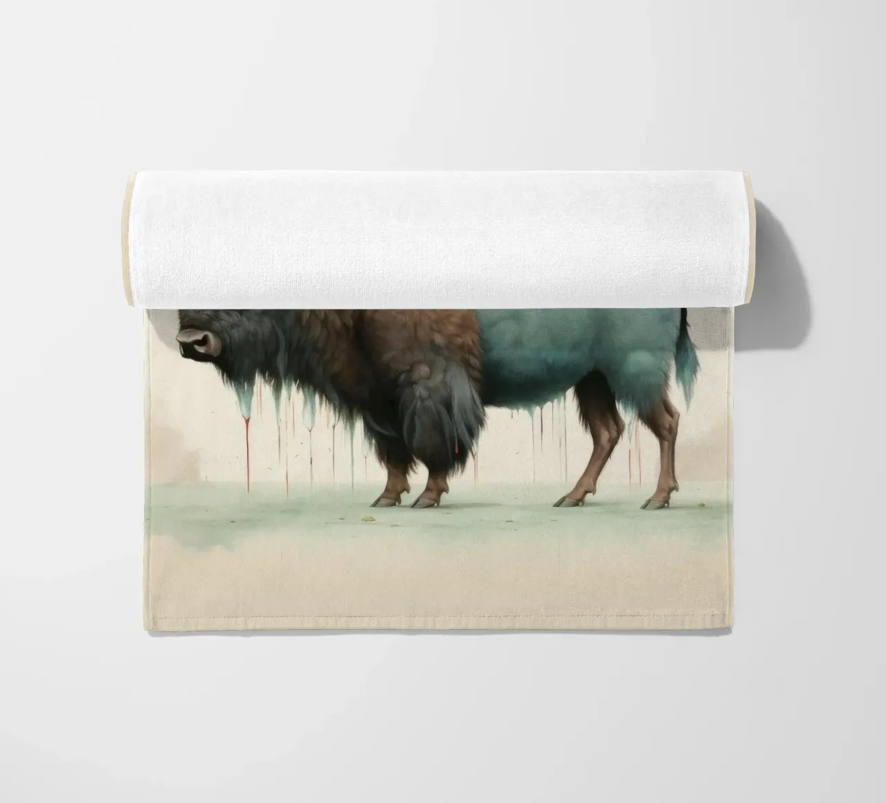 Minimale bizon 2 strandhanddoek van Minimal Animal Art
