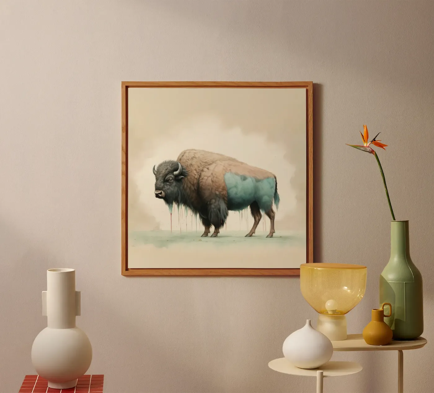 Minimal Bison alluminio dibond da Minimal Animal Art