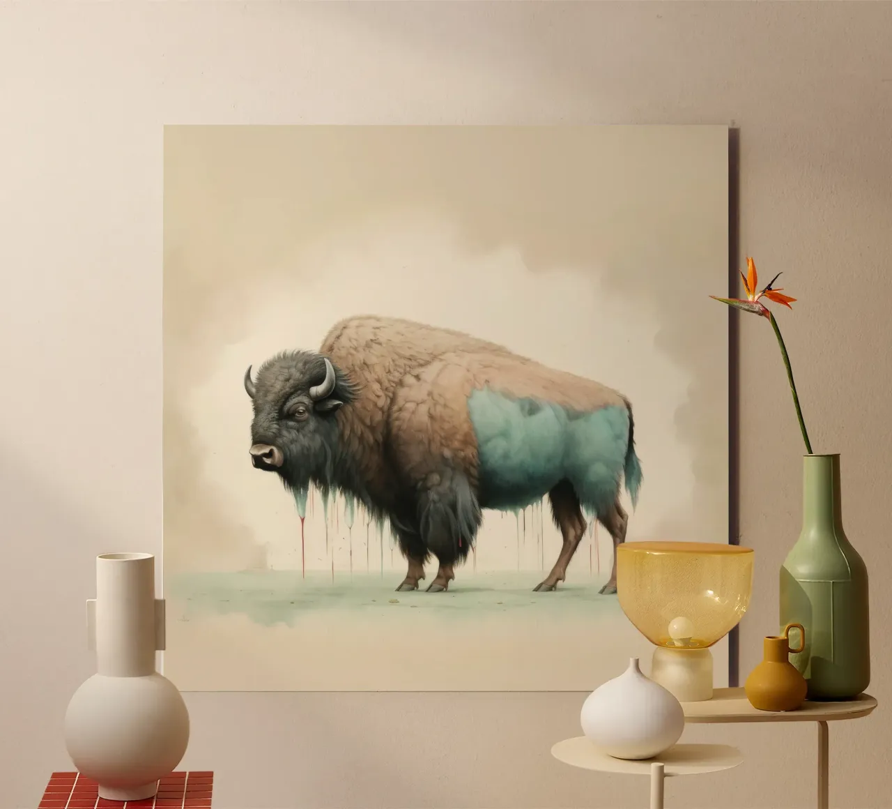 Bisonte minimo 2 alluminio dibond da Minimal Animal Art