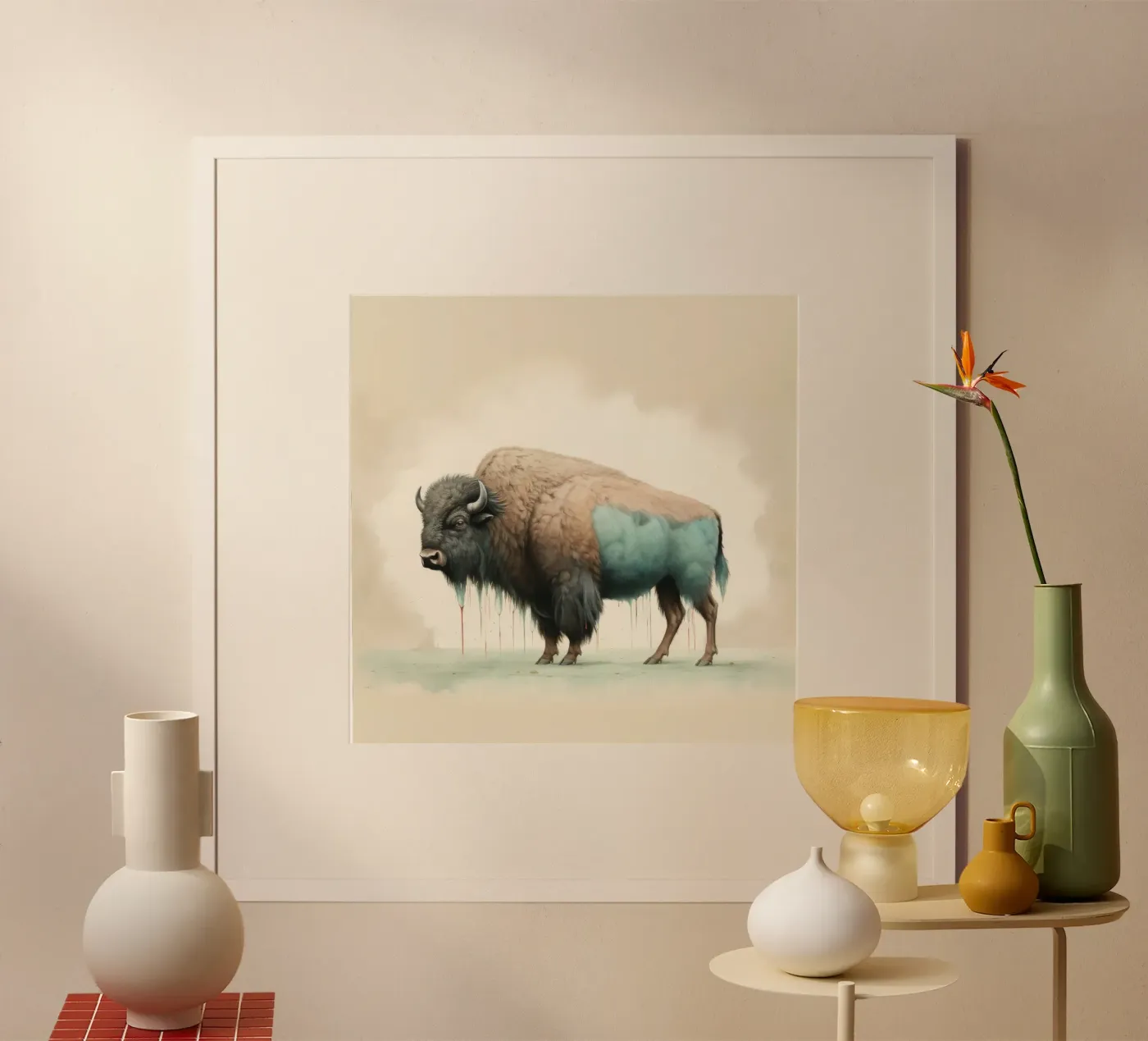 Minimal Bison Poster von Minimal Animal Art