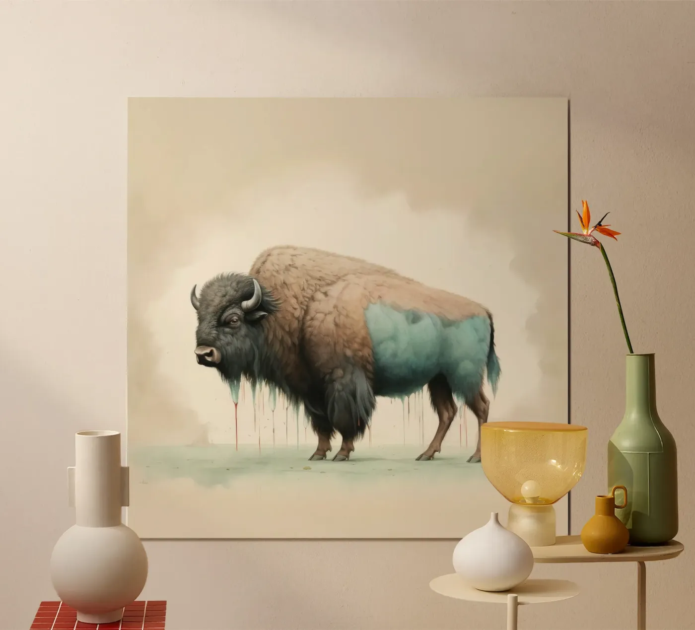 Minimal Bison Poster von Minimal Animal Art