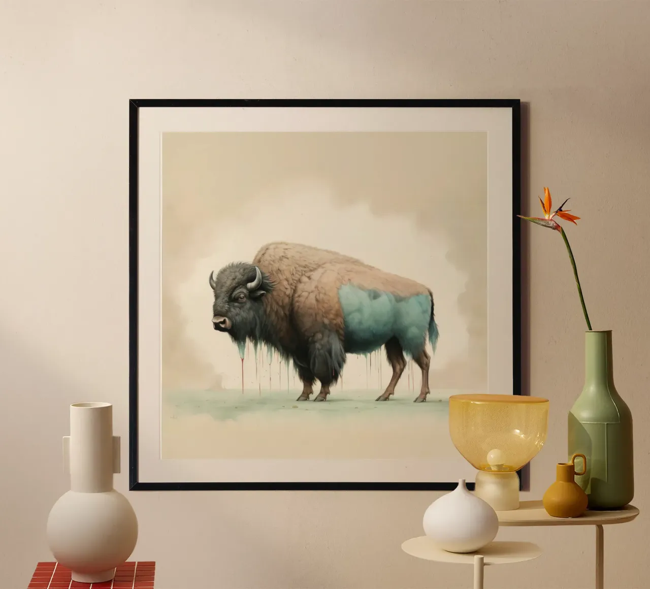 Bisonte mínimo 2 hahnemühle de Minimal Animal Art