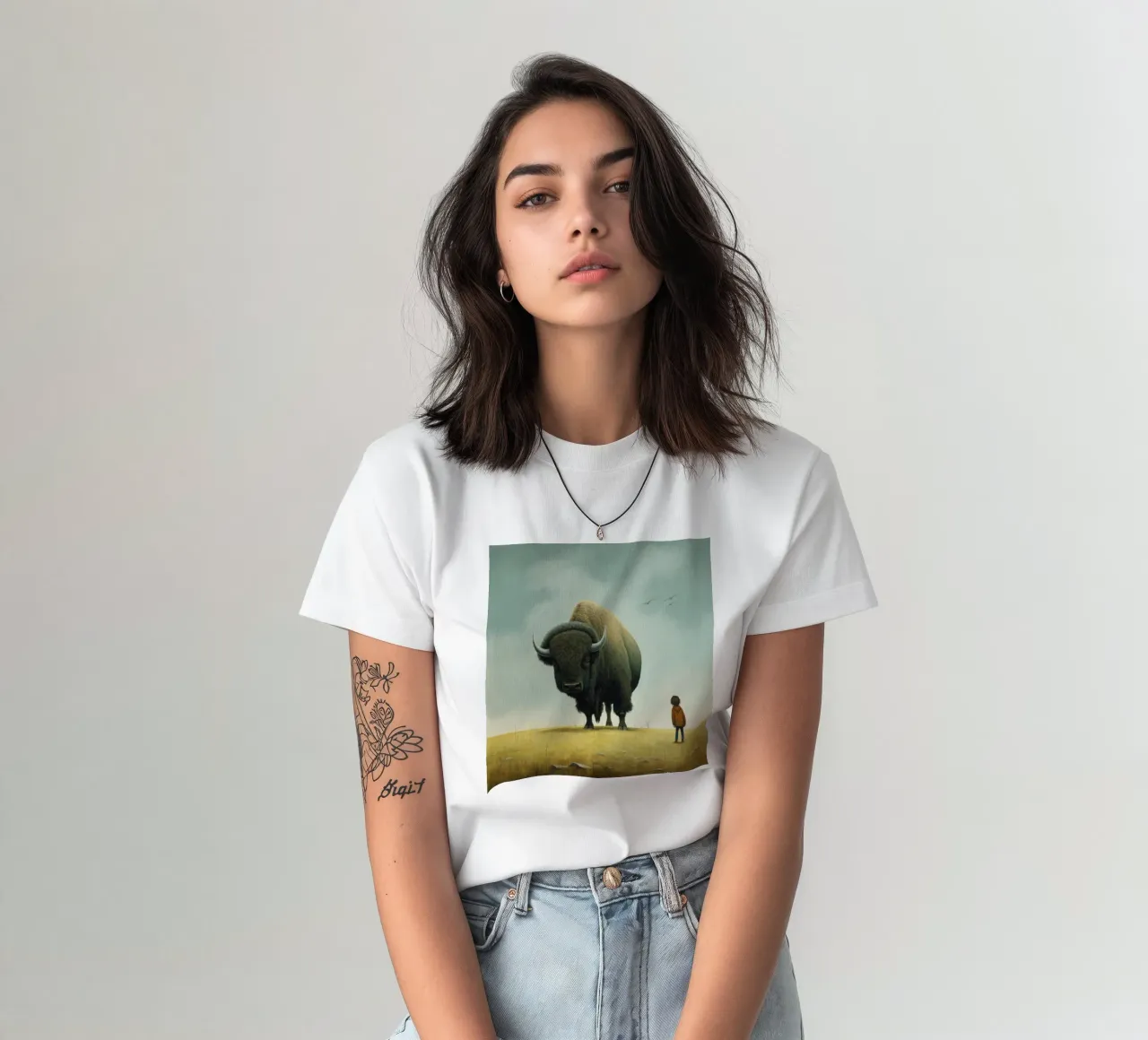 Bisonte minimo 3 t-shirt da Minimal Animal Art