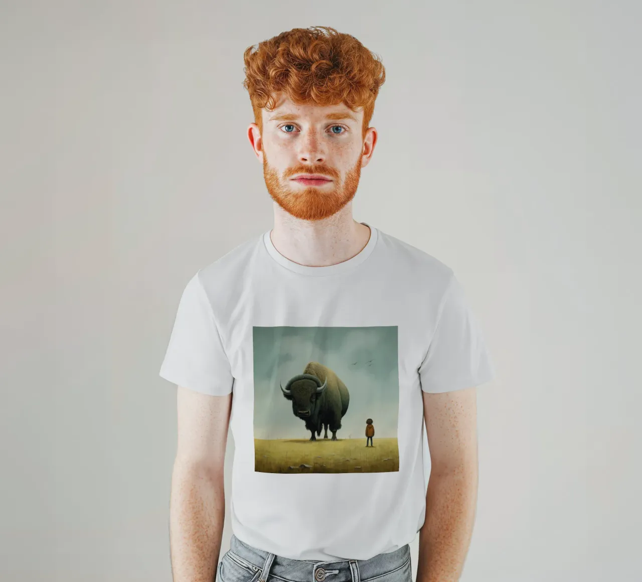 Bisonte minimo 3 t-shirt da Minimal Animal Art