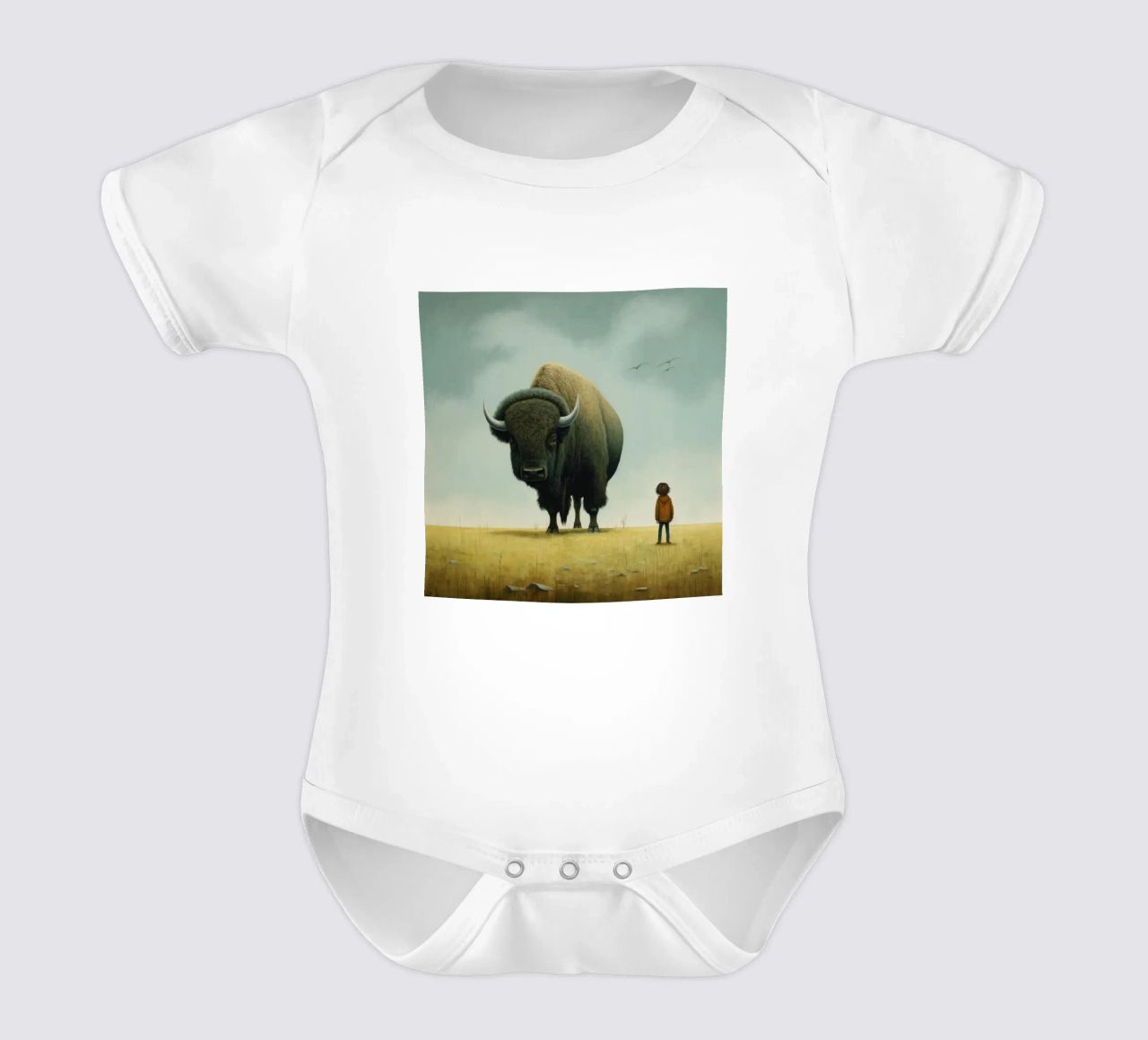 Bisonte minimo 3 body neonato maniche corte da Minimal Animal Art