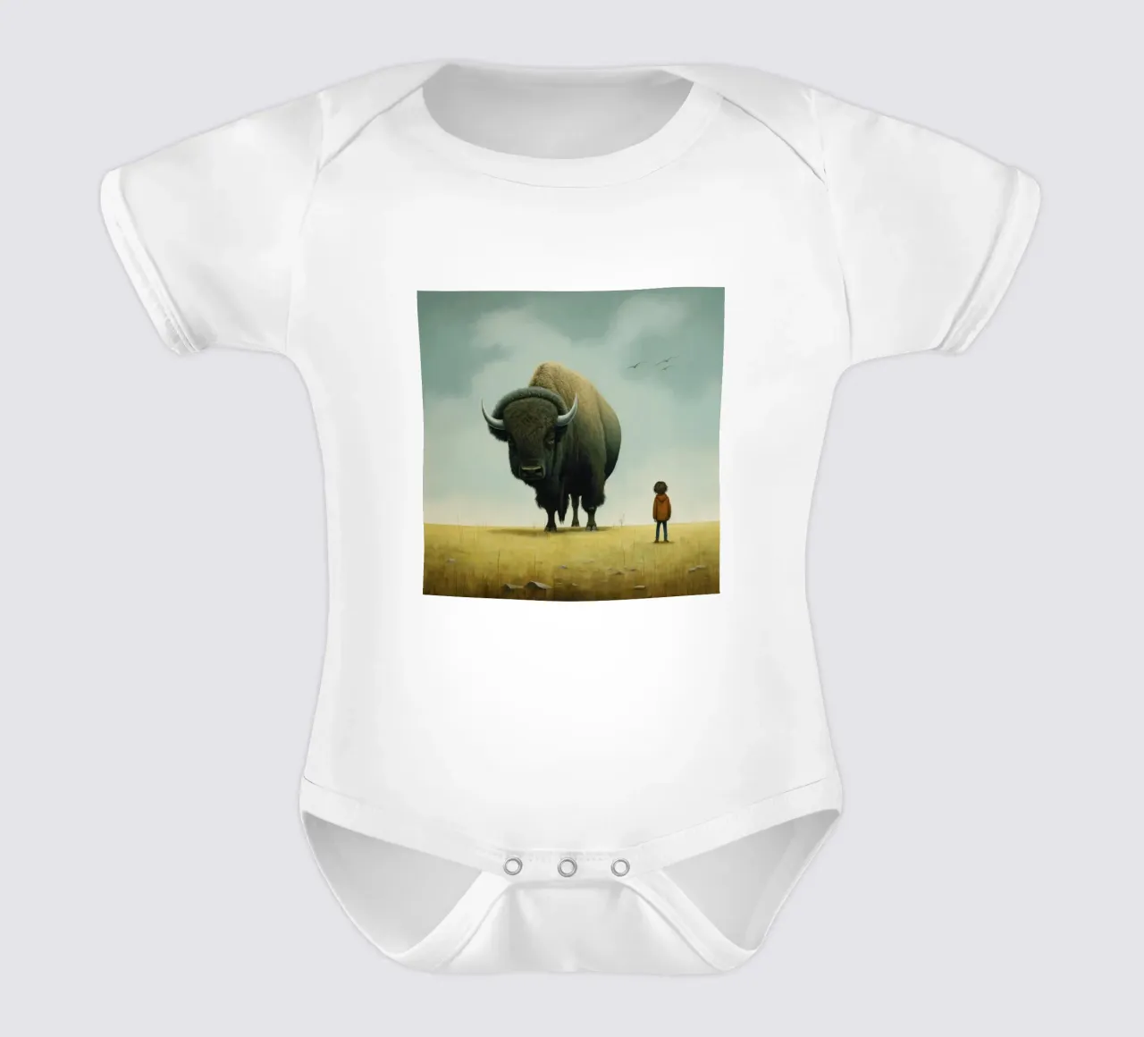 Bisonte minimo 3 body neonato maniche corte da Minimal Animal Art