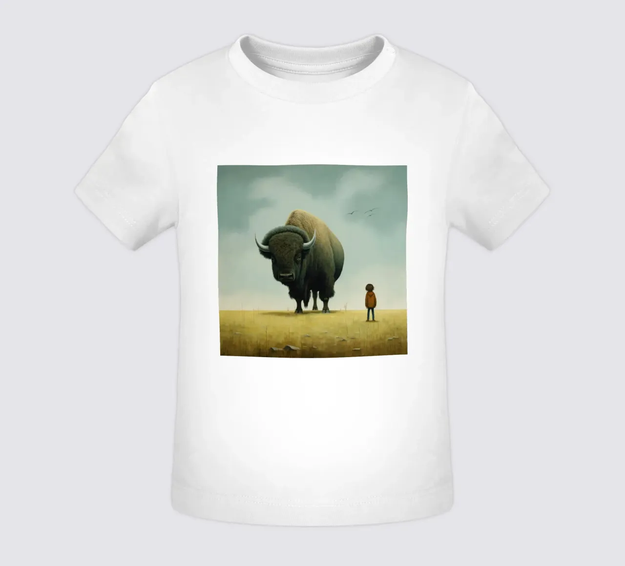 Minimal Bison 3 baby t-shirt by Minimal Animal Art