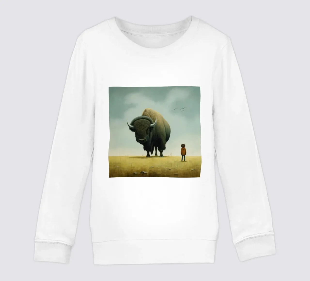 Minimal Bison 3 kids sweatshirt by Minimal Animal Art