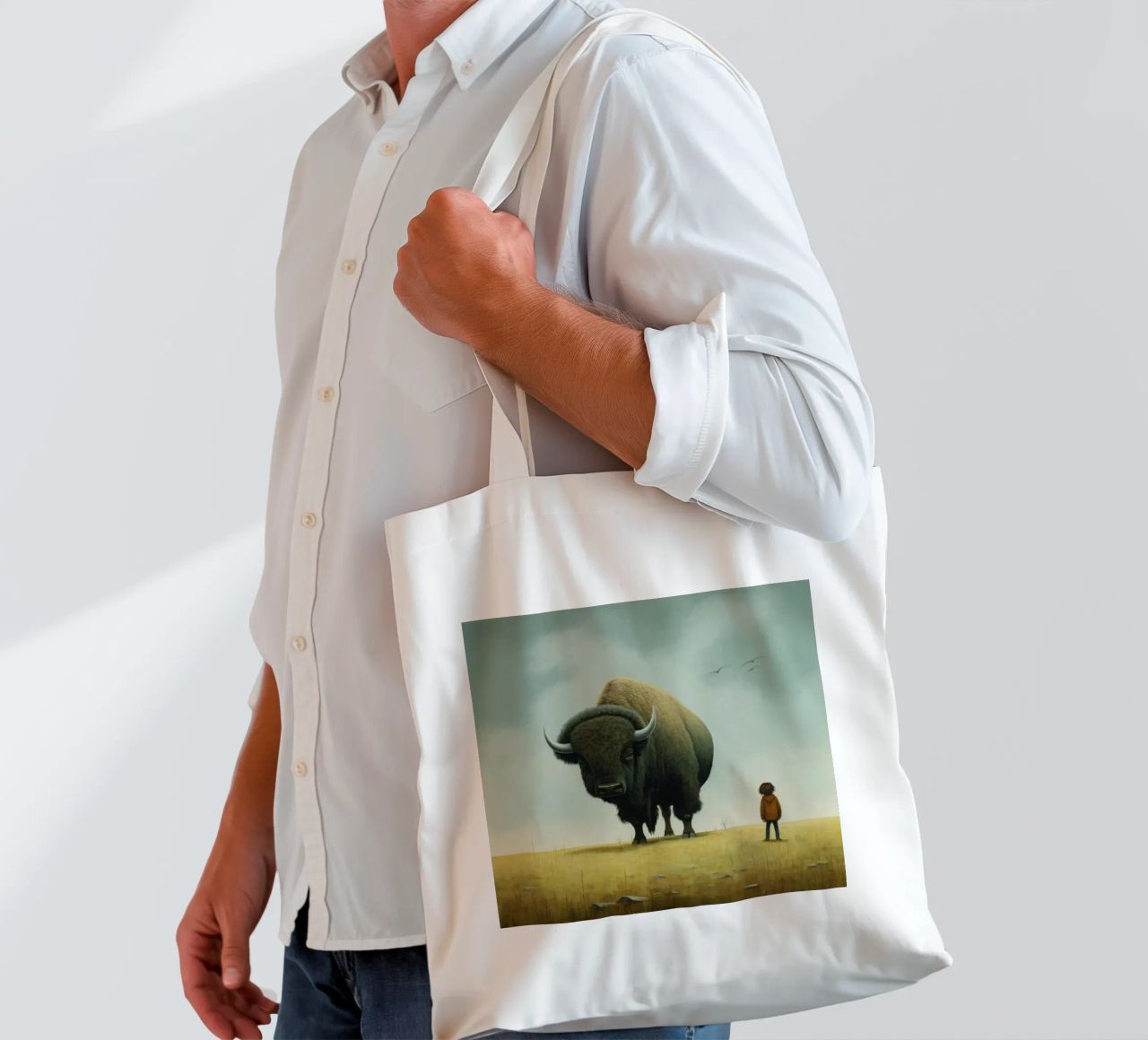 Bisonte minimo 3 borsa in juta da Minimal Animal Art