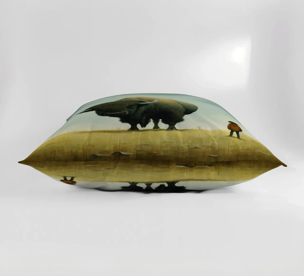 Bisonte minimo 3 cuscino da Minimal Animal Art