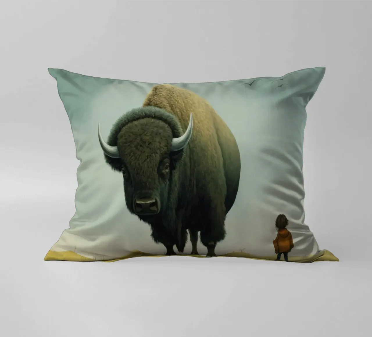 Bisonte minimo 3 cuscino da Minimal Animal Art