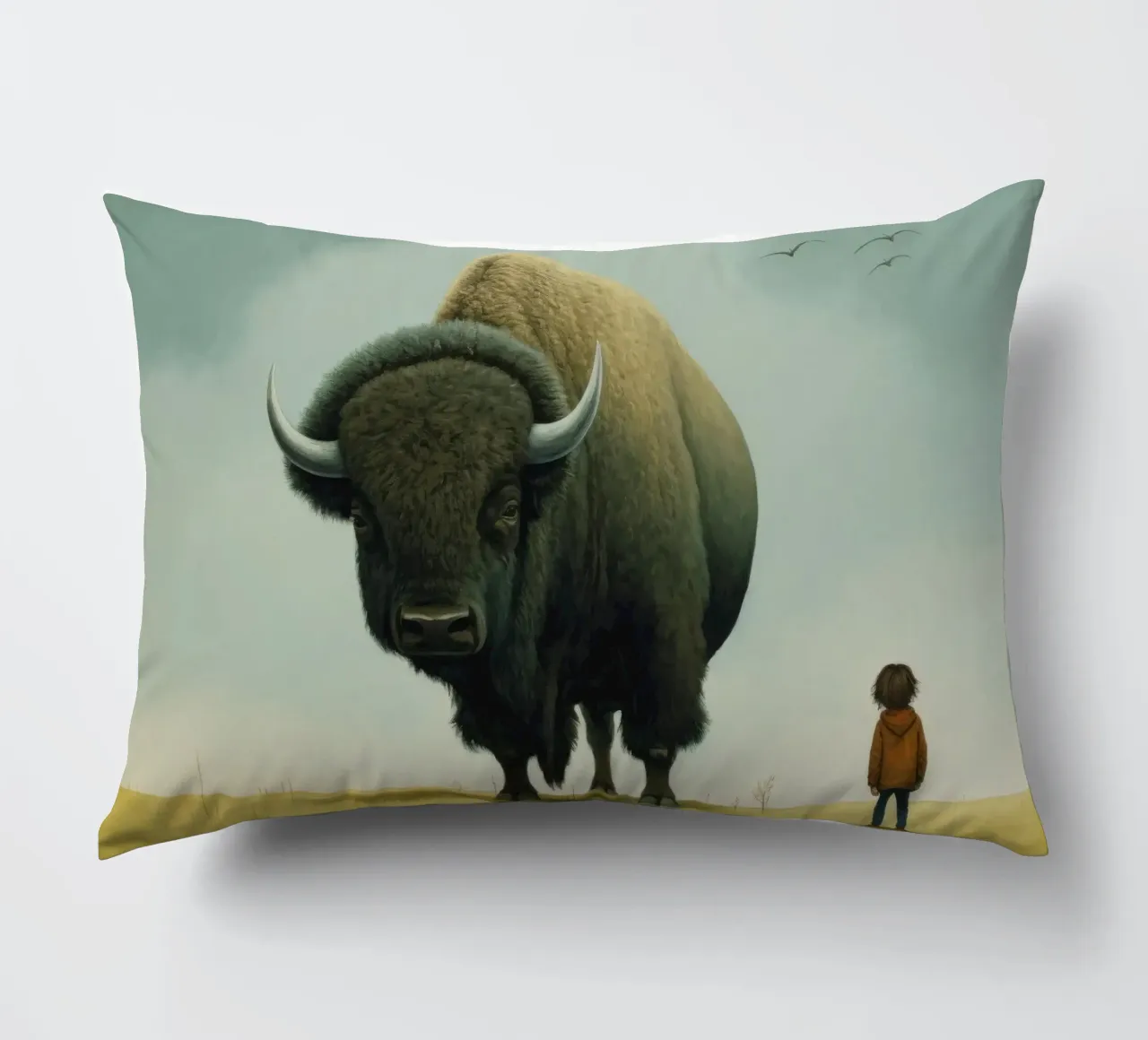 Bisonte minimo 3 cuscino da Minimal Animal Art