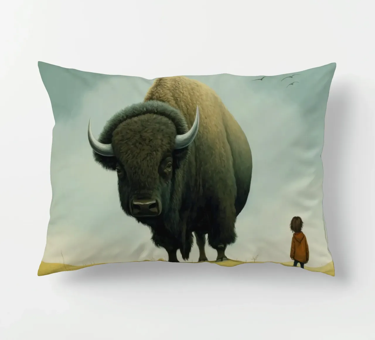 Bisonte minimo 3 cuscino da Minimal Animal Art