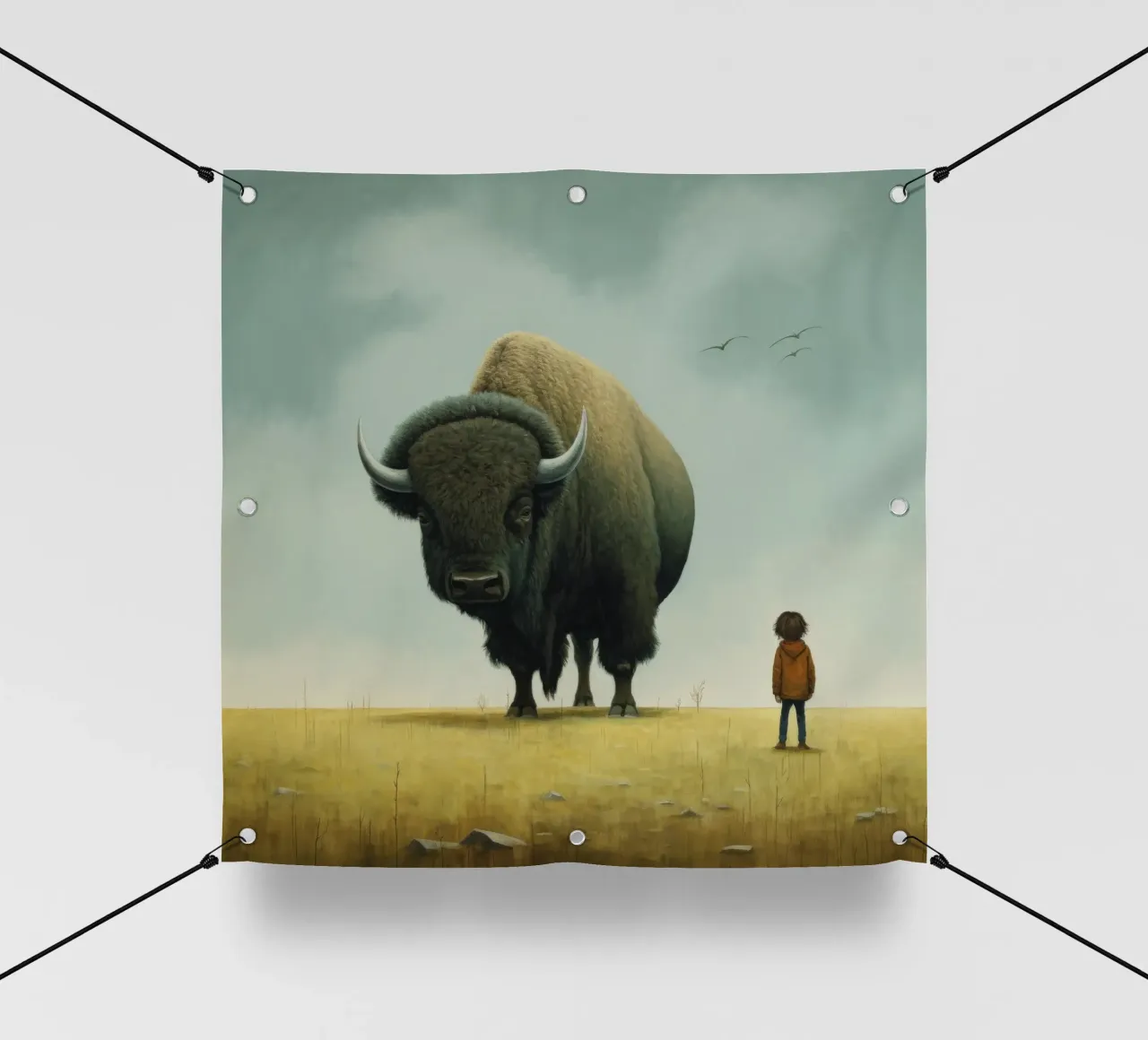 Bisonte minimo 3 telo in pvc da Minimal Animal Art