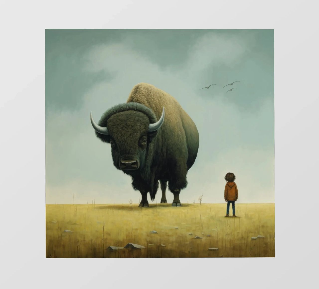 Bisonte minimo 3 telo in pvc da Minimal Animal Art