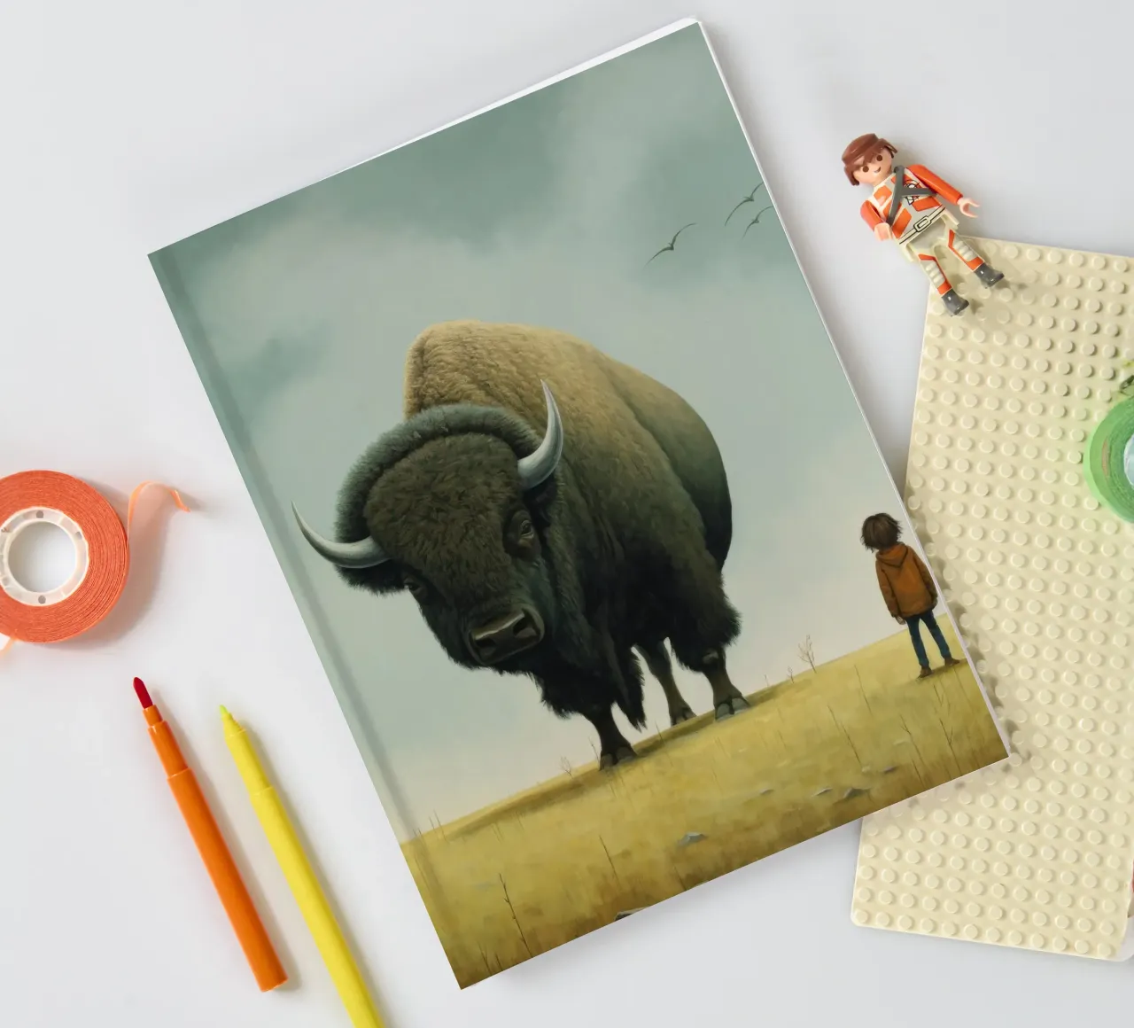 Minimal Bison 3 notebook by Minimal Animal Art