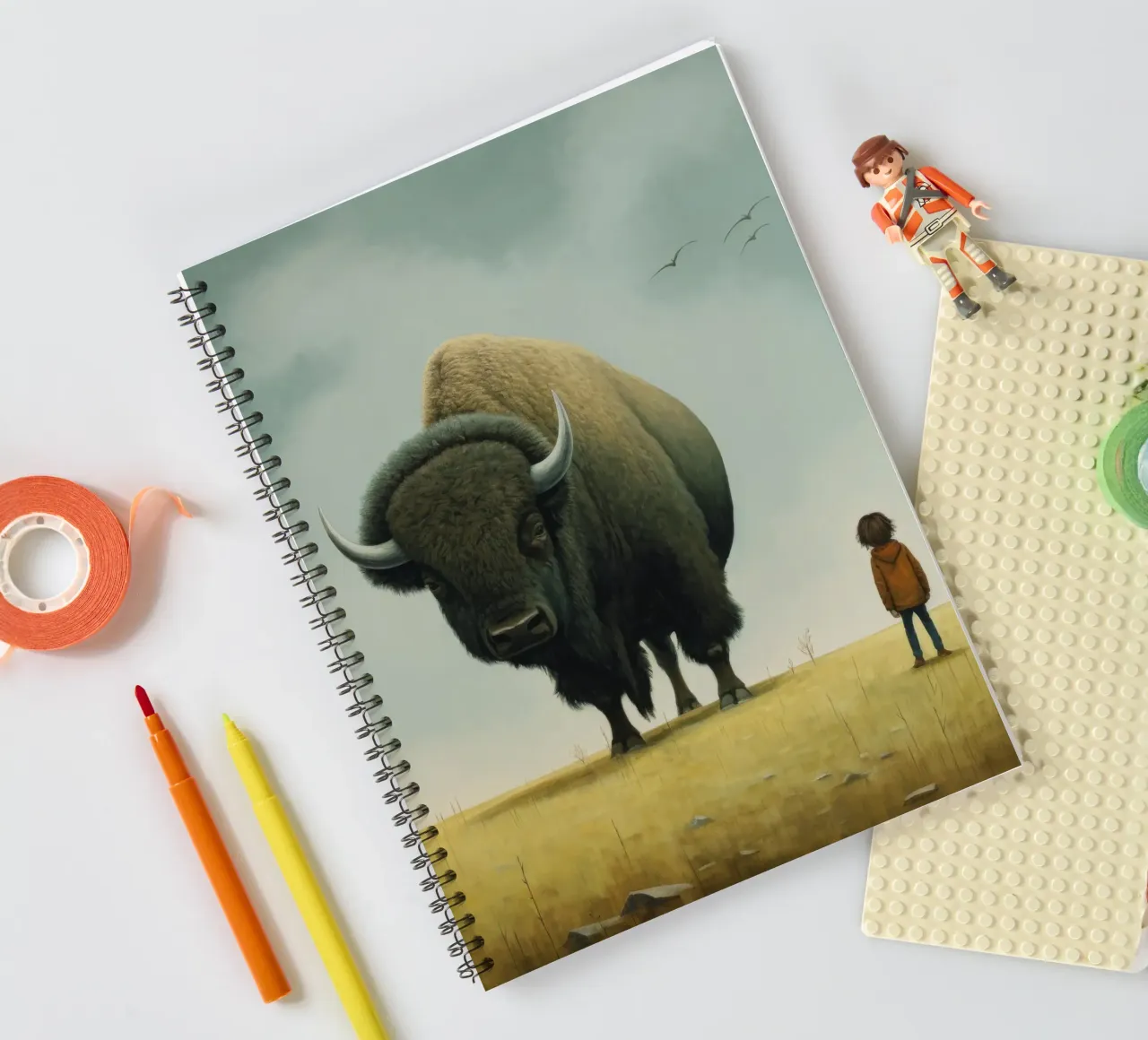 Minimal Bison 3 spiral notebook by Minimal Animal Art