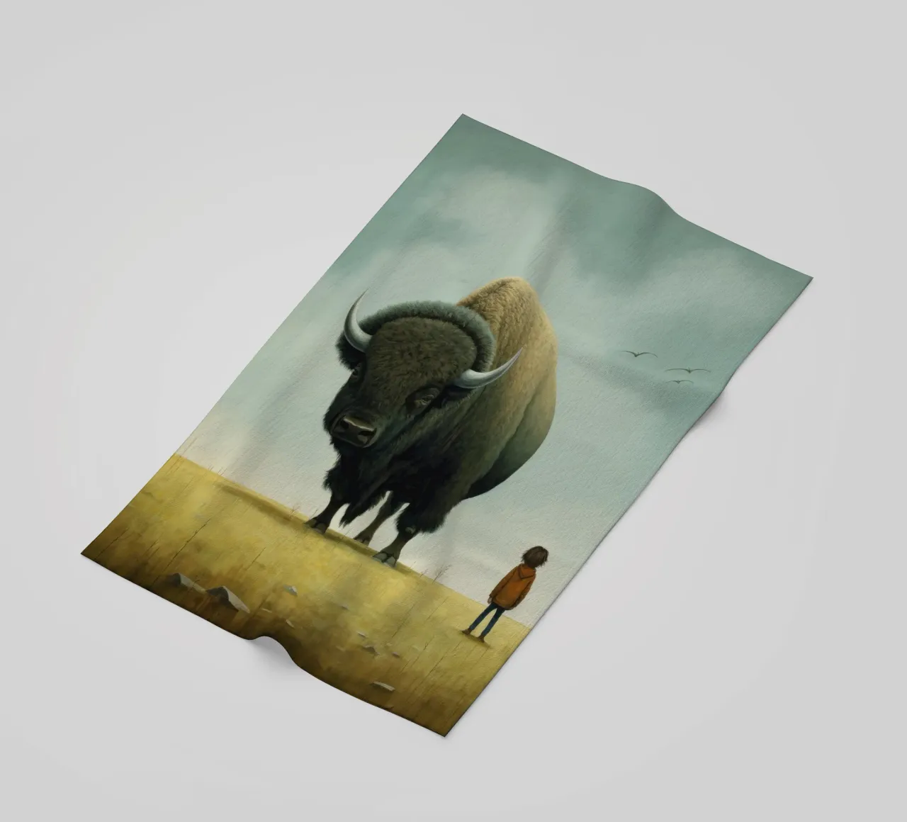 Bisonte minimo 3 telo mare da Minimal Animal Art