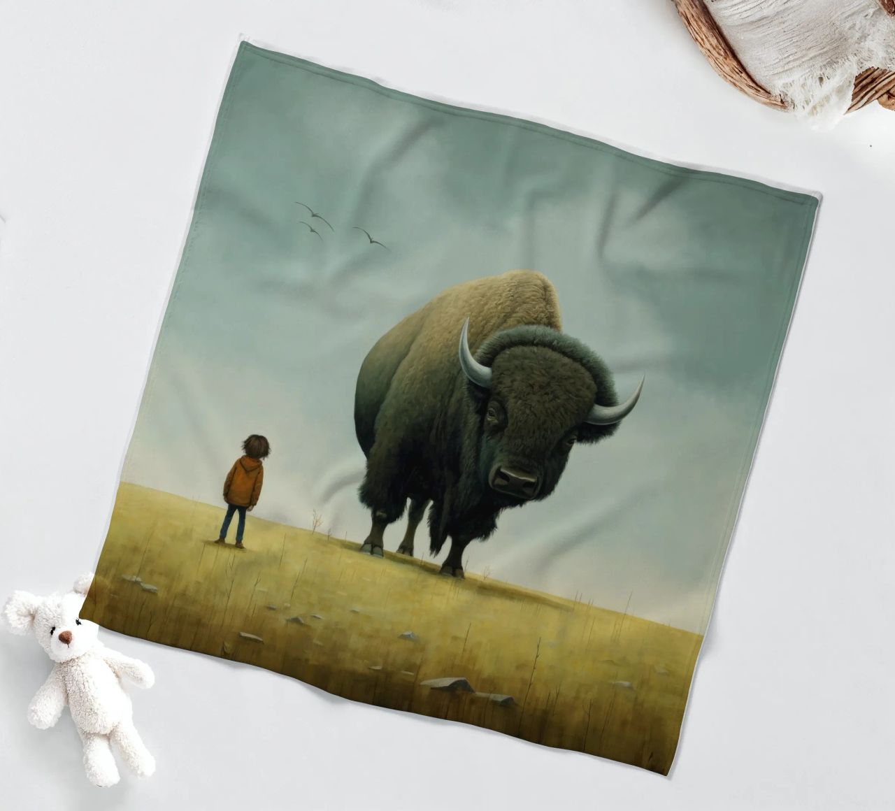 Bisonte minimo 3 coperta in pile da Minimal Animal Art