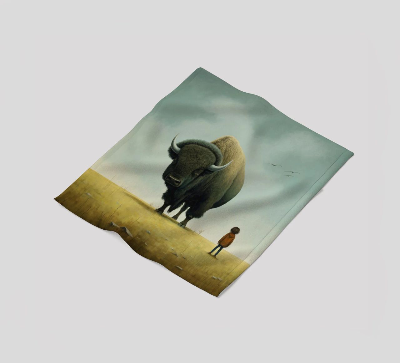 Bisonte minimo 3 coperta in pile da Minimal Animal Art