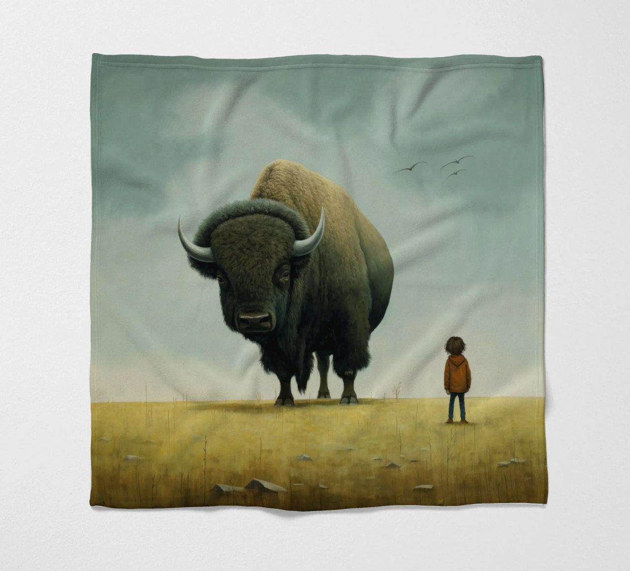 Bisonte minimo 3 coperta in pile da Minimal Animal Art
