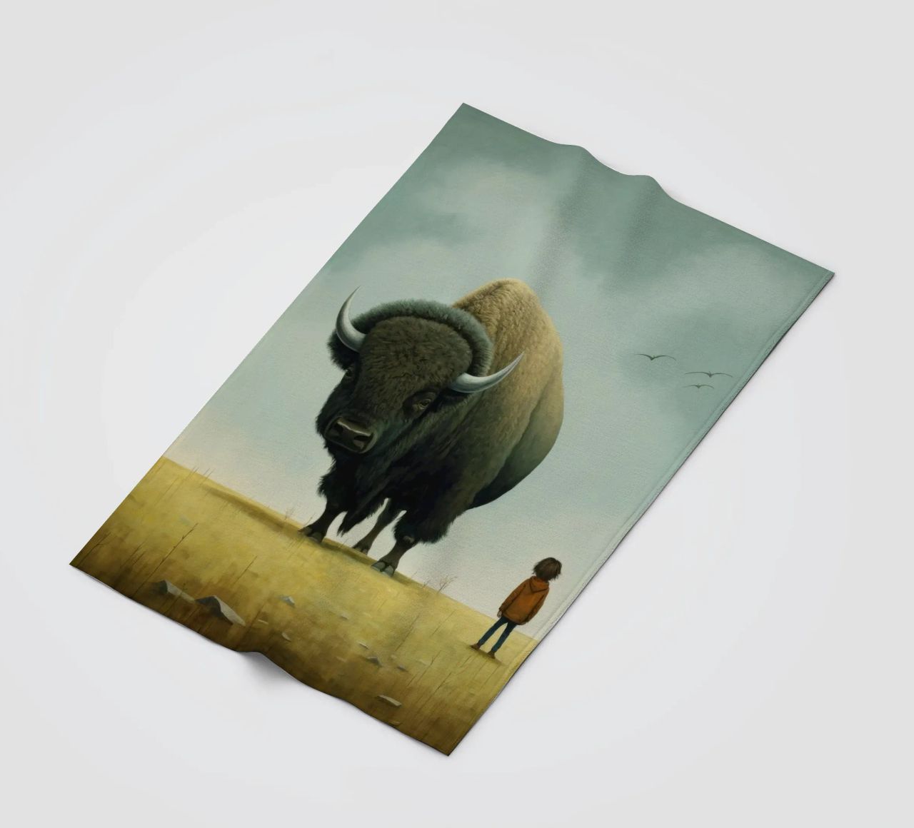 Bisonte minimo 3 coperta in pile da Minimal Animal Art