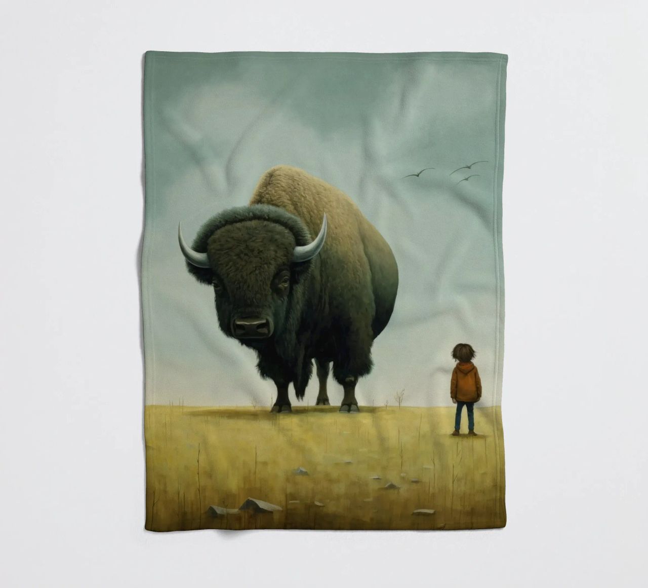 Bisonte minimo 3 coperta in pile da Minimal Animal Art