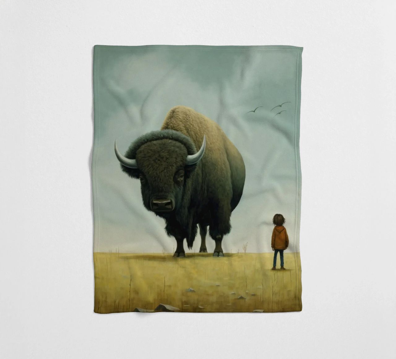 Bisonte minimo 3 coperta in pile da Minimal Animal Art