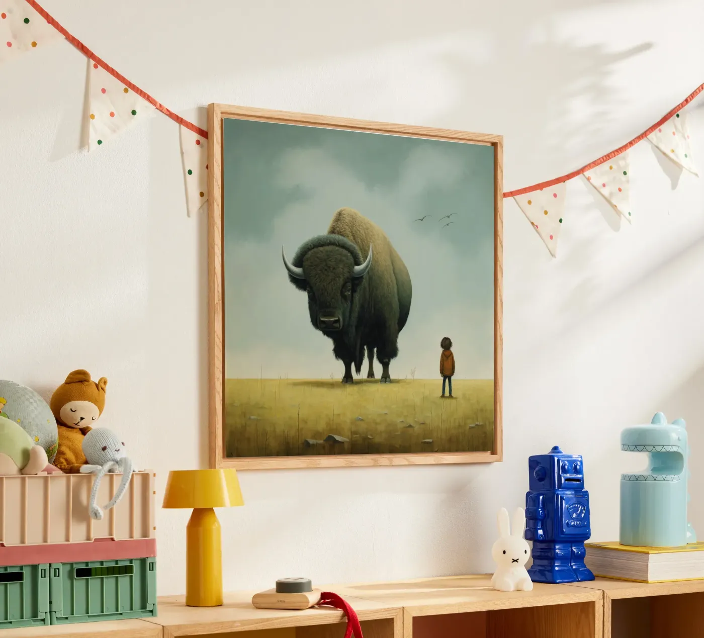 Minimal Bison Acryl-Glas von Minimal Animal Art