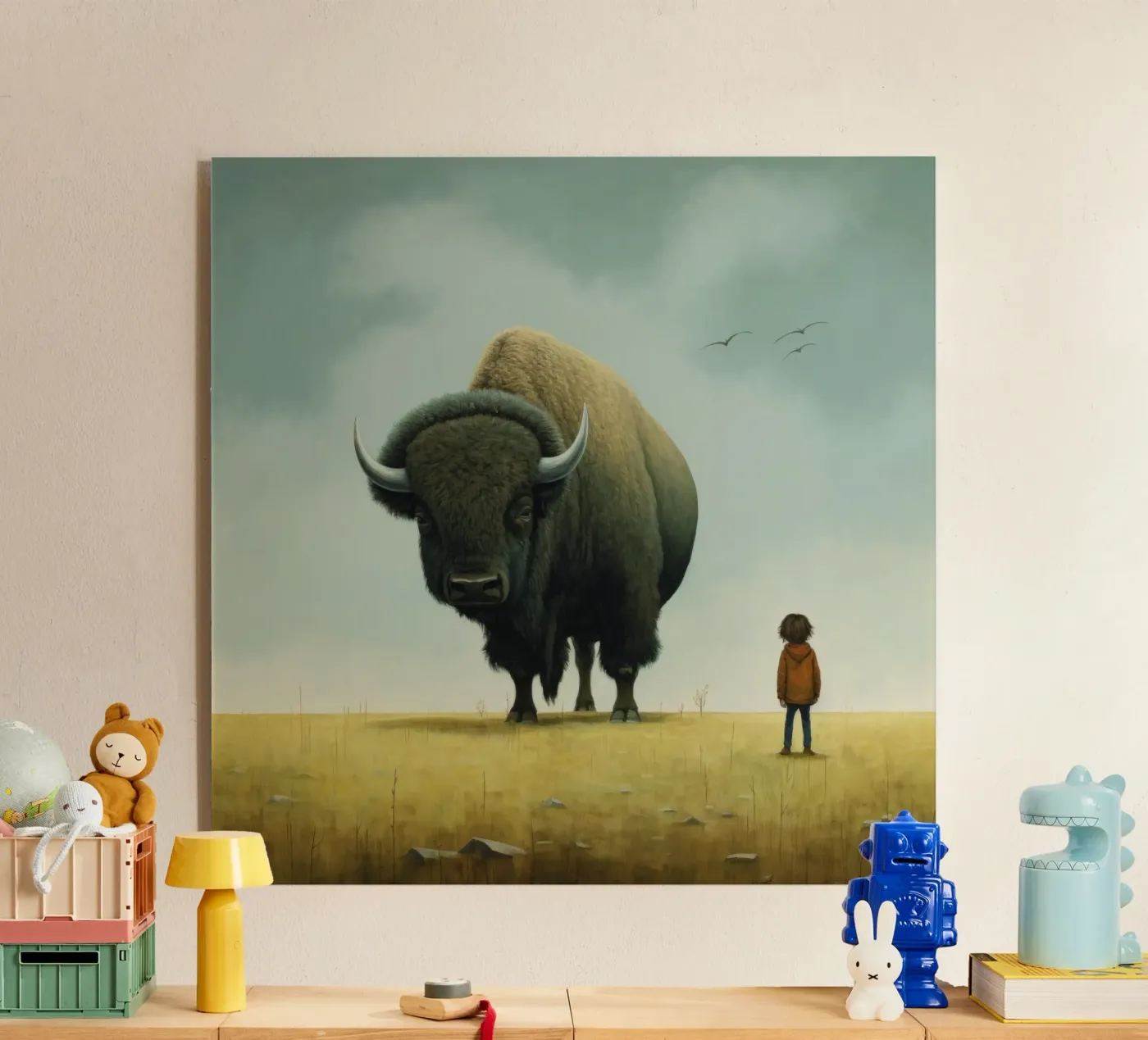 Minimal Bison Acryl-Glas von Minimal Animal Art