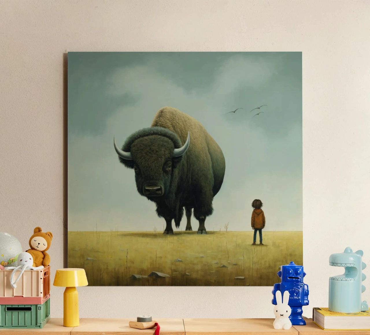 Bisonte minimo 3 alluminio dibond da Minimal Animal Art