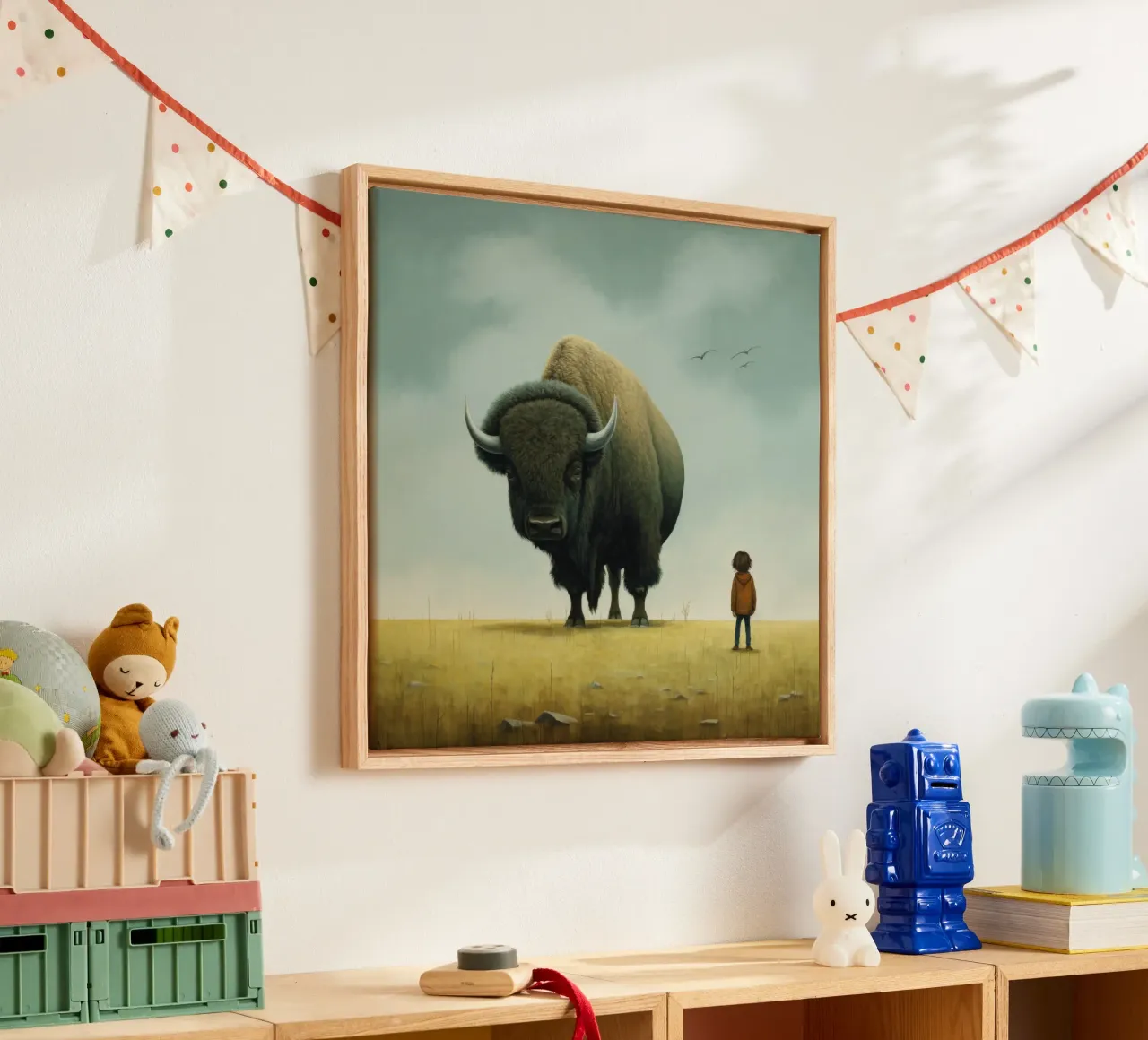 Minimo Bison tela da Minimal Animal Art