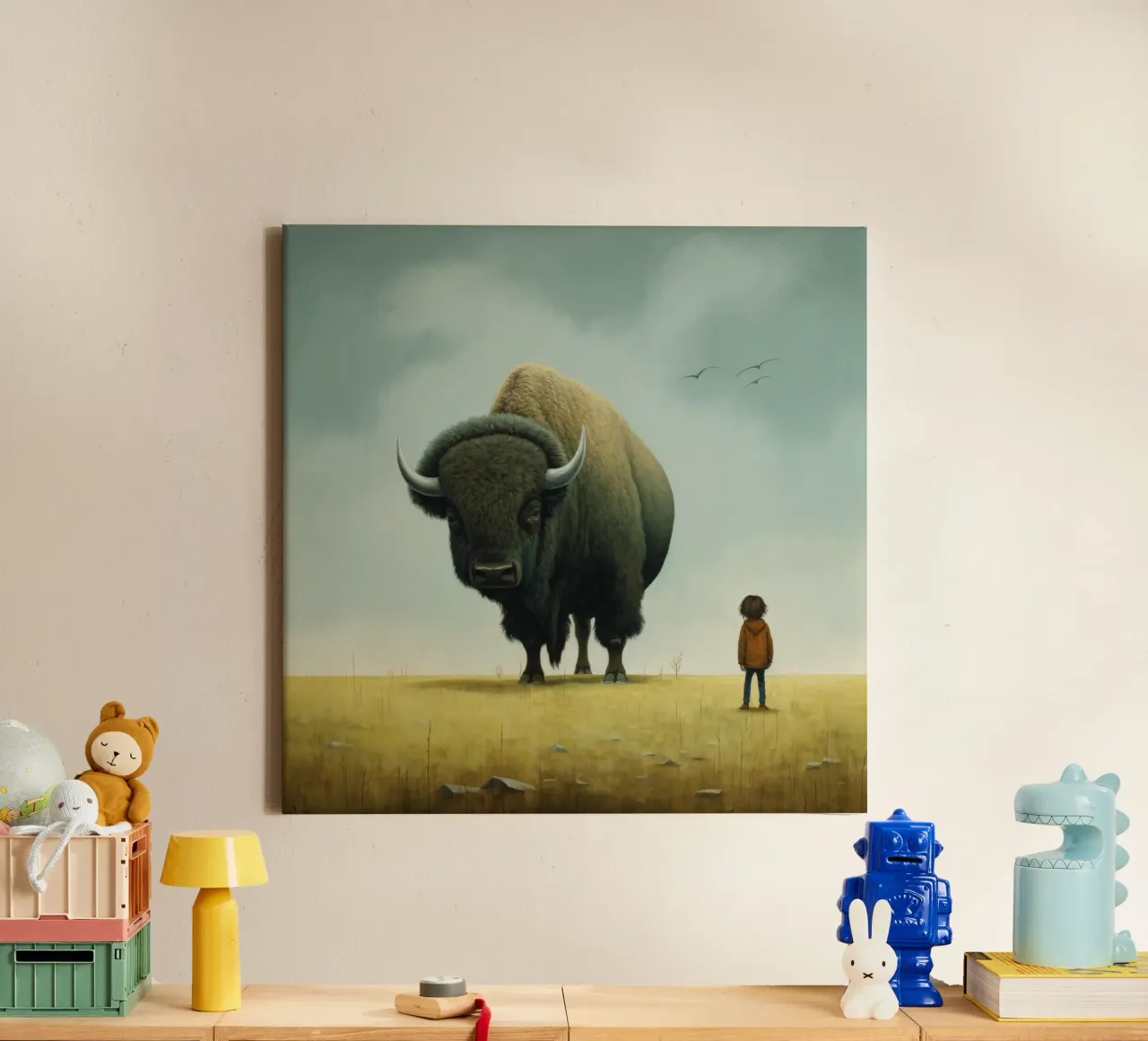 Bisonte mínimo 3 lienzo de Minimal Animal Art