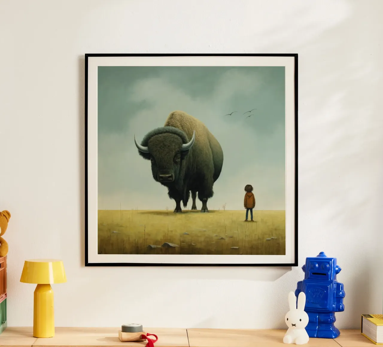 Bisonte minimo 3 poster da Minimal Animal Art