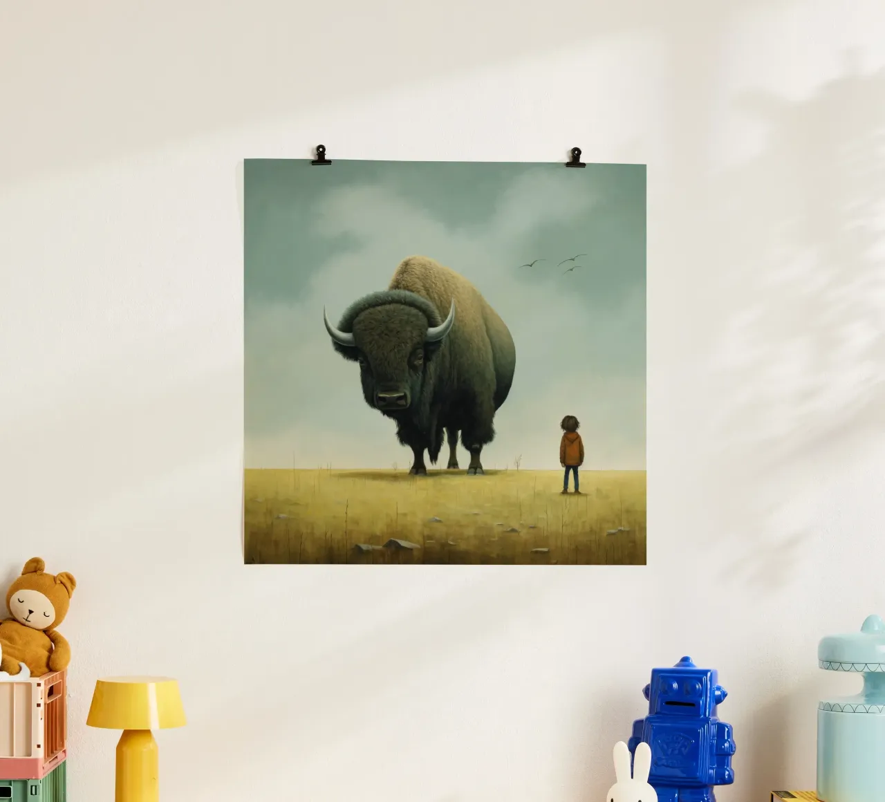 Bisonte minimo 3 poster da Minimal Animal Art