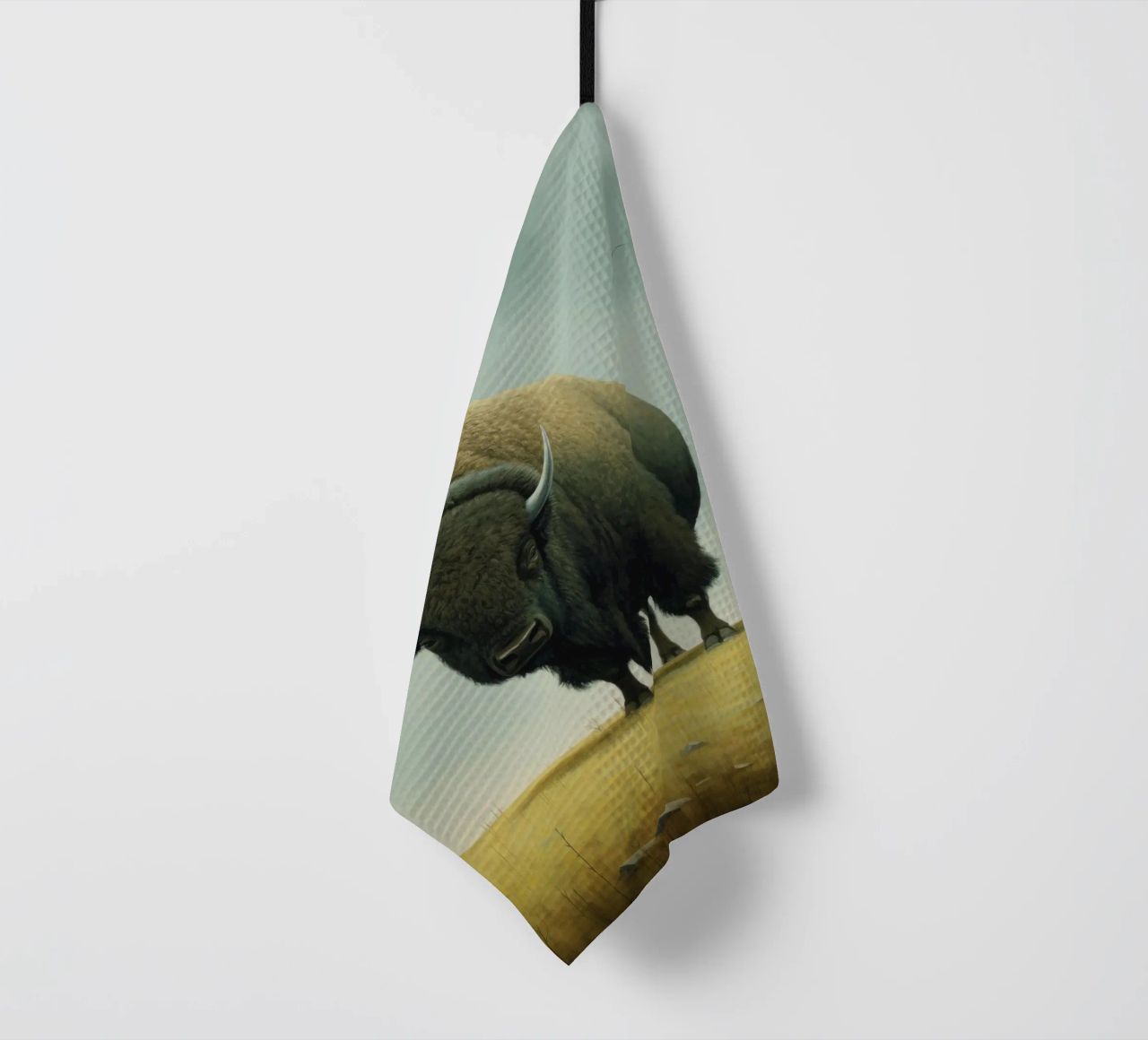 Bisonte minimo 3 canovaccio da cucina da Minimal Animal Art