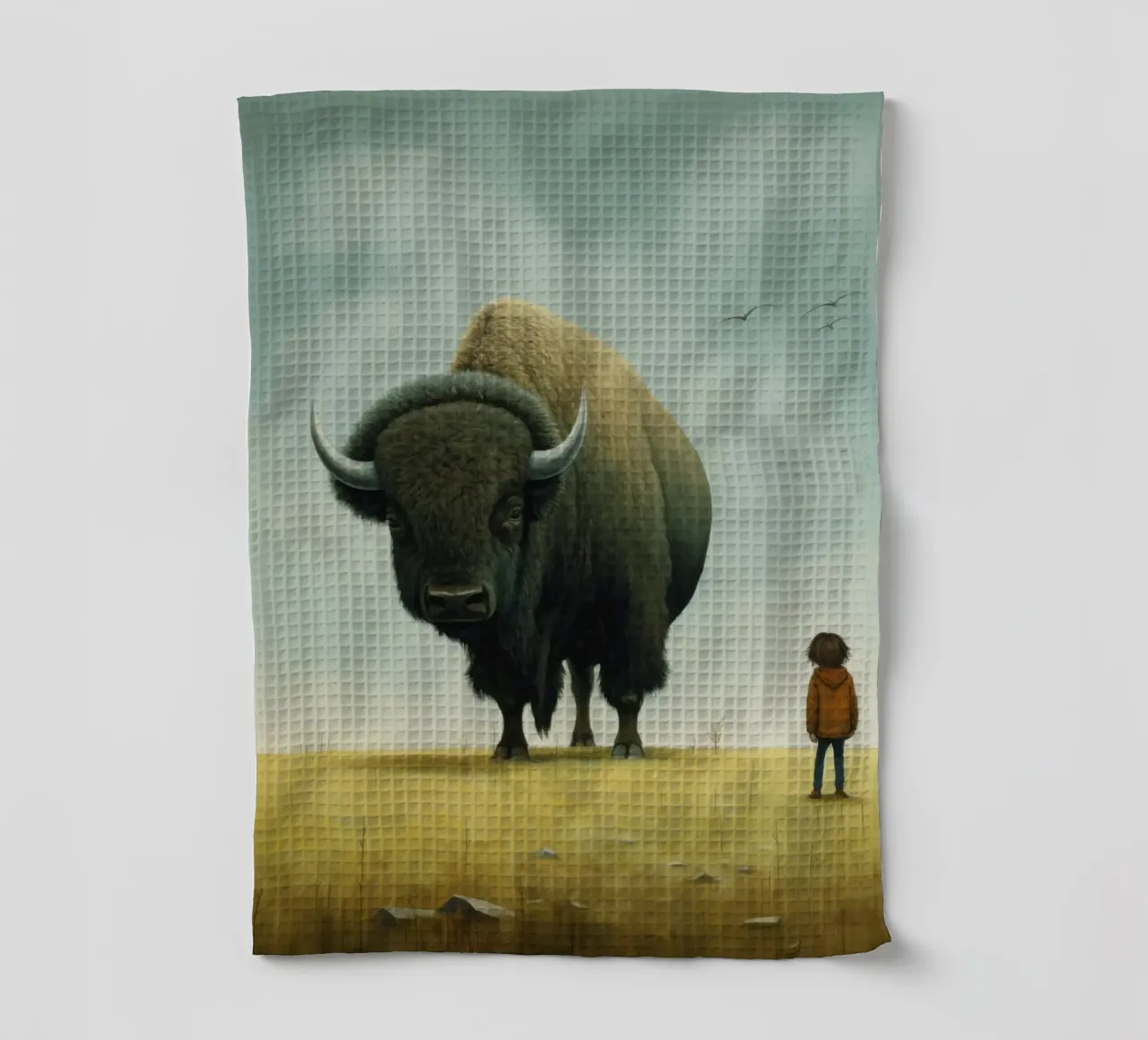 Bisonte minimo 3 canovaccio da cucina da Minimal Animal Art