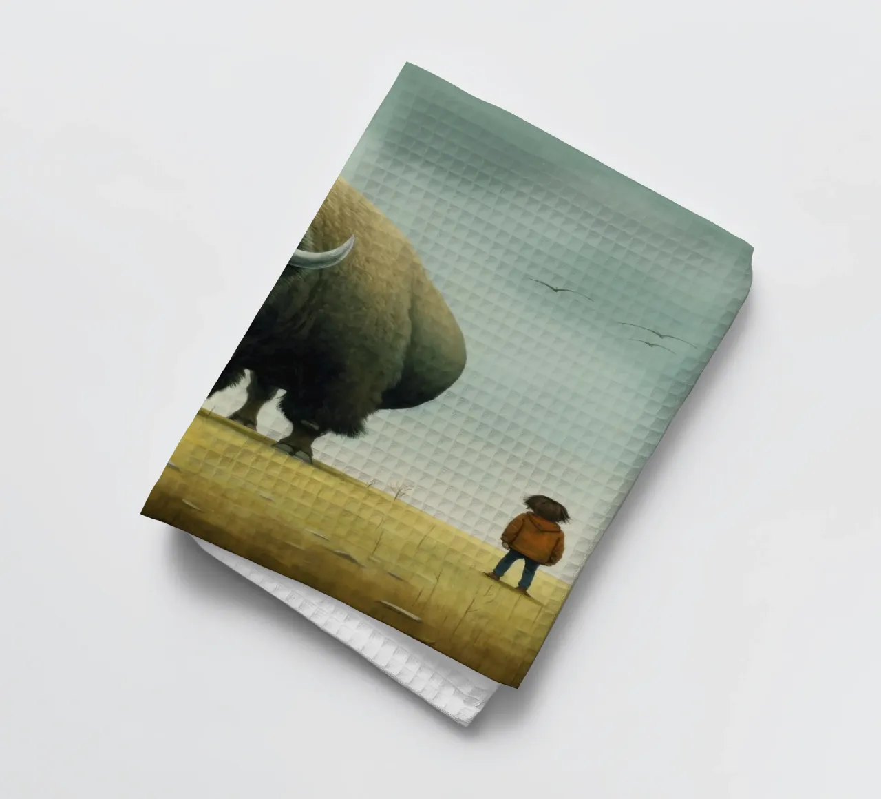 Bisonte minimo 3 canovaccio da cucina da Minimal Animal Art