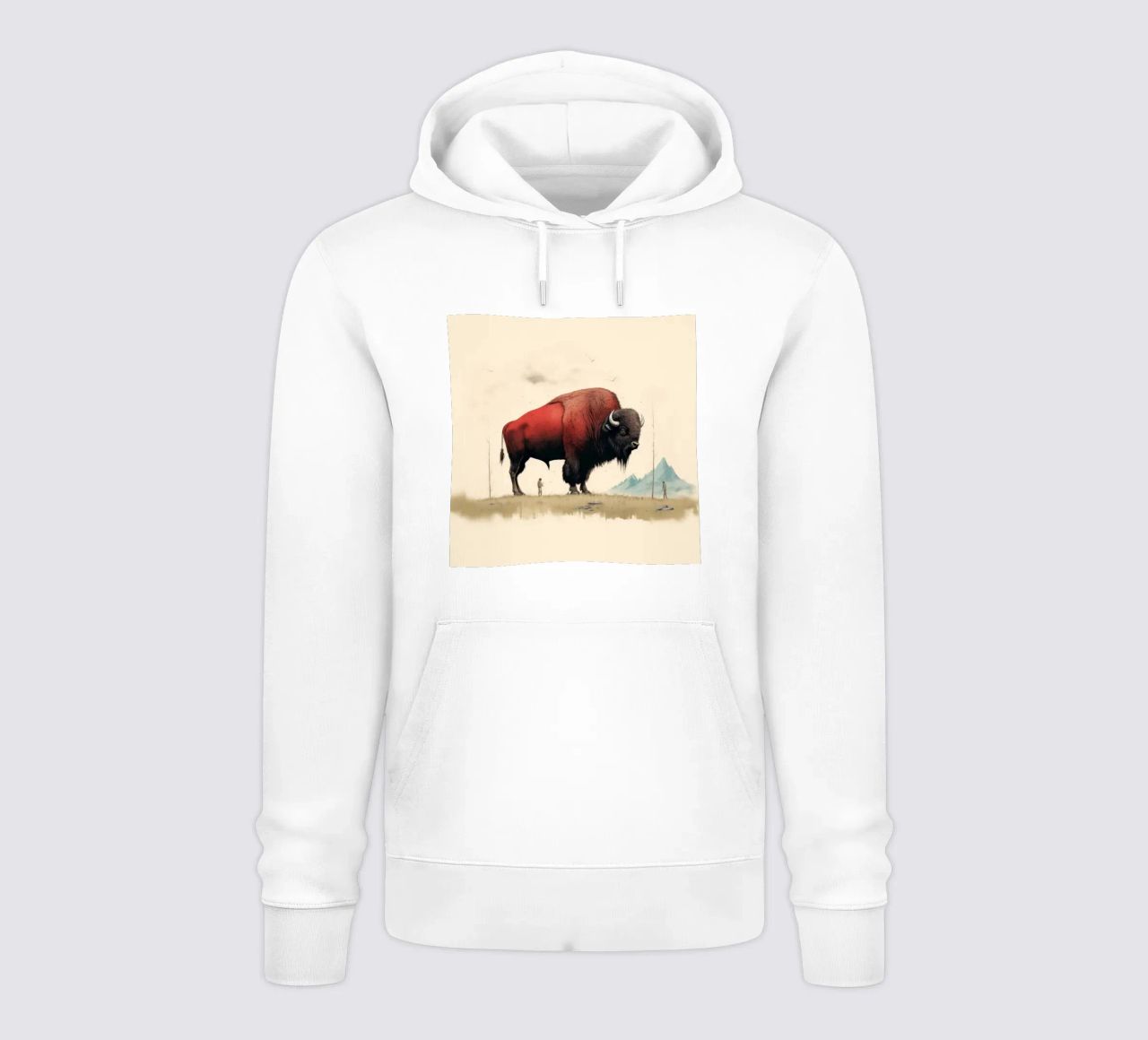 Bisonte minimo 4 felpa con cappuccio da Minimal Animal Art
