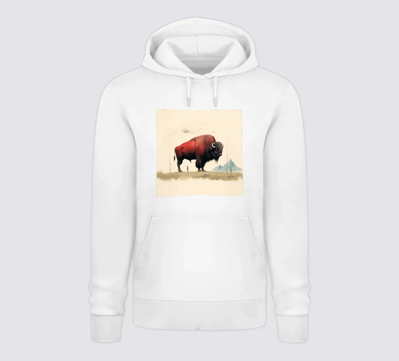 Bisonte minimo 4 felpa con cappuccio da Minimal Animal Art