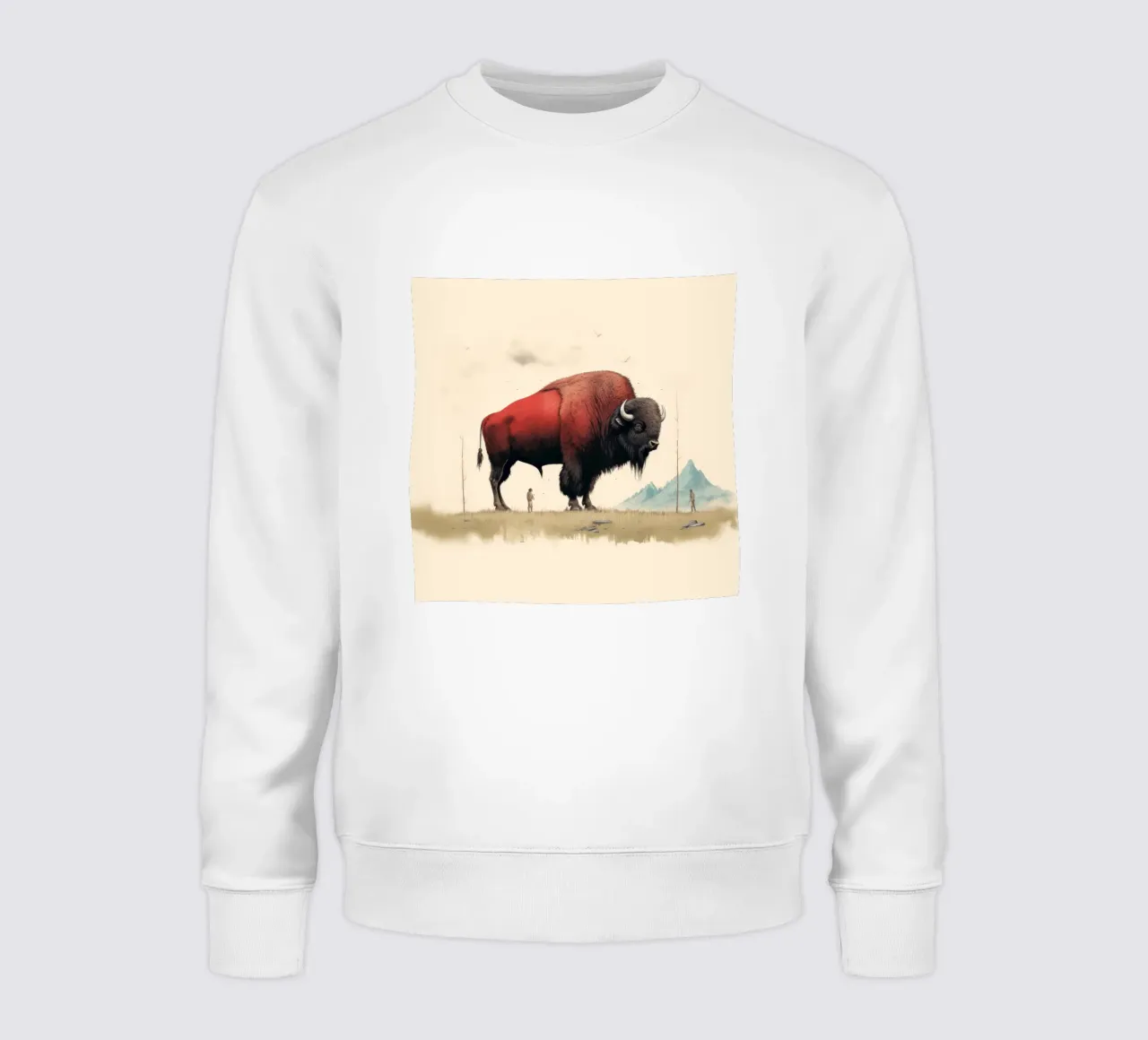 Bisonte minimo 4 felpa da Minimal Animal Art