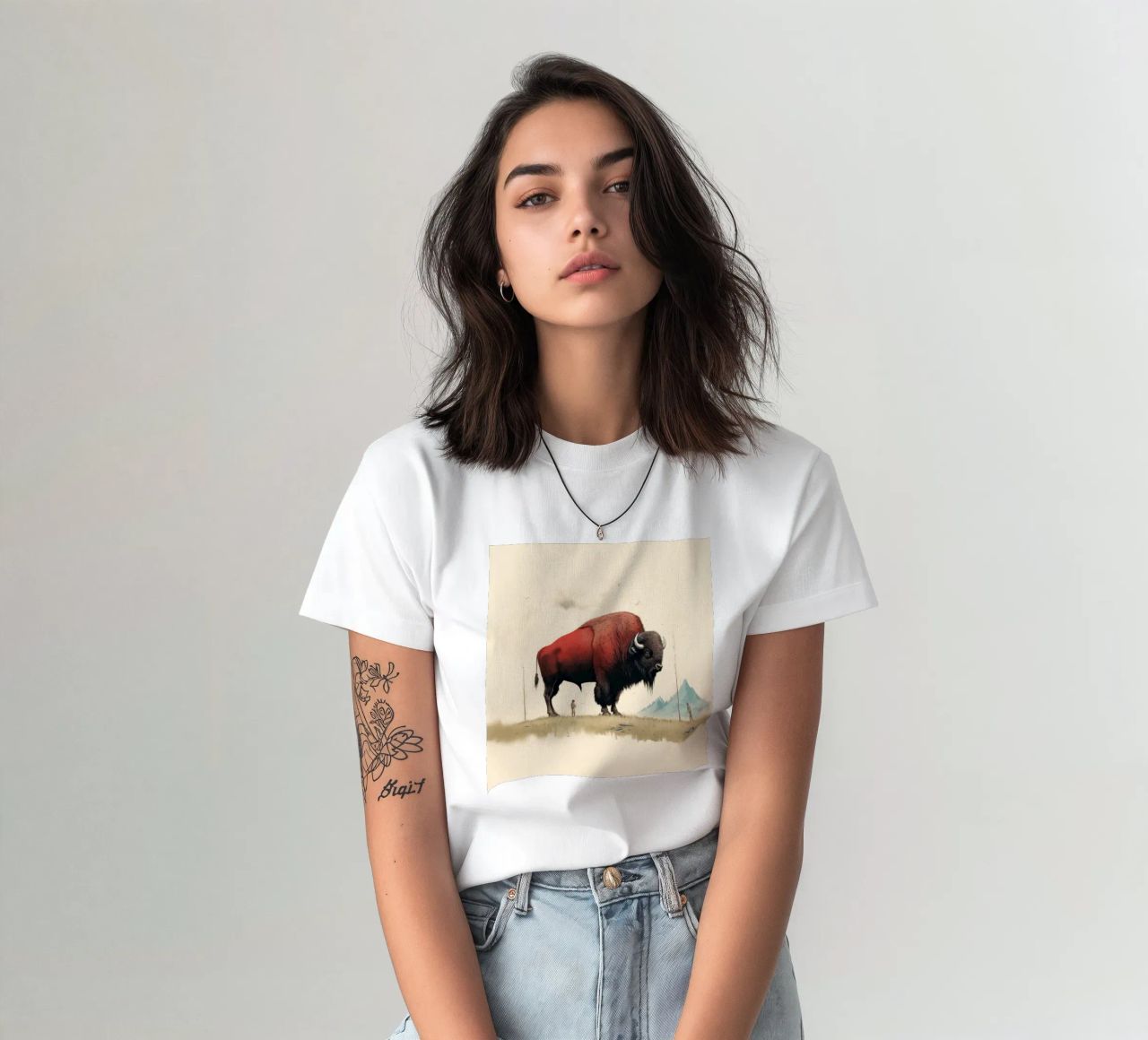 Bisonte minimo 4 t-shirt da Minimal Animal Art